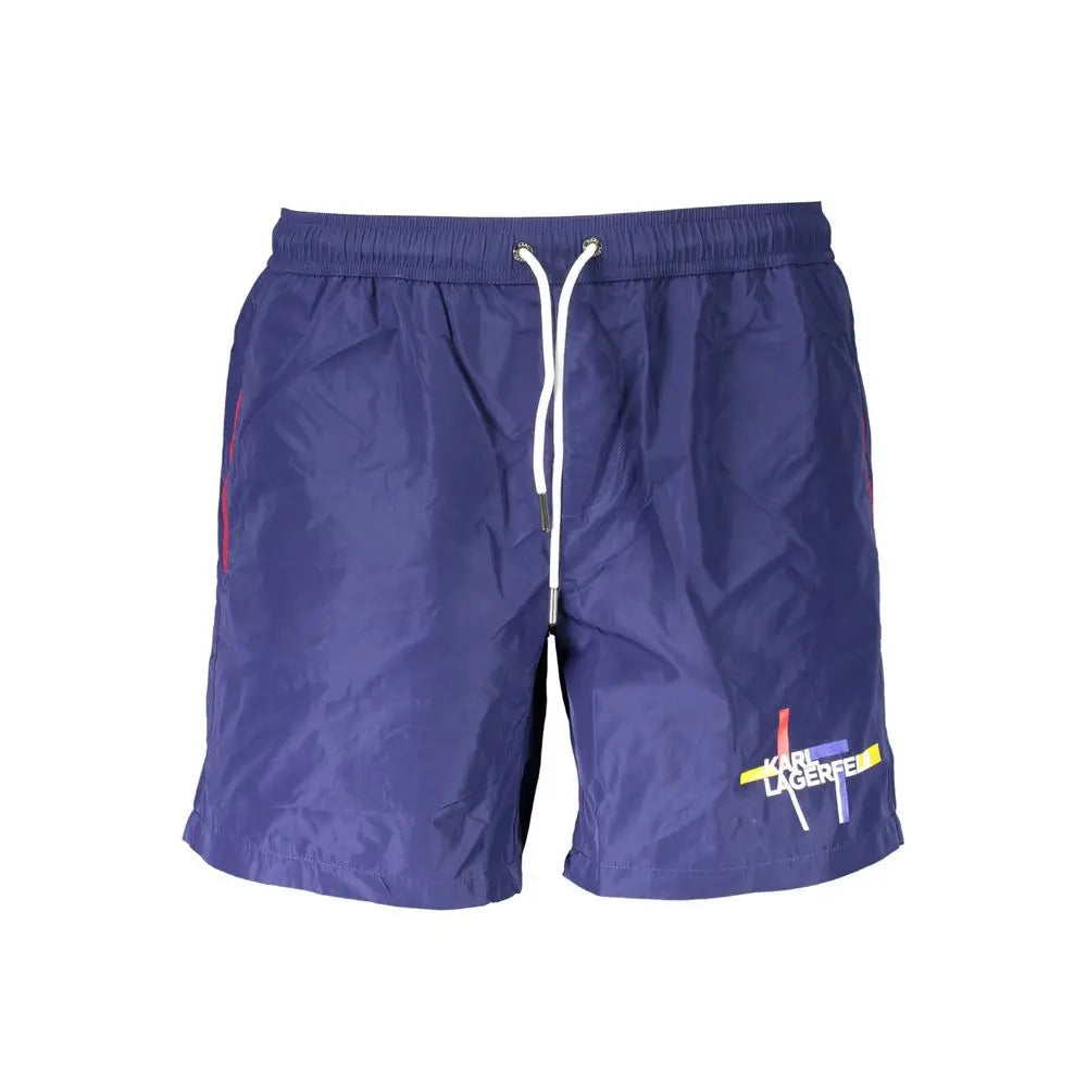 Karl Lagerfeld Blu Polyester Men's Swim Boxer Karl Lagerfeld