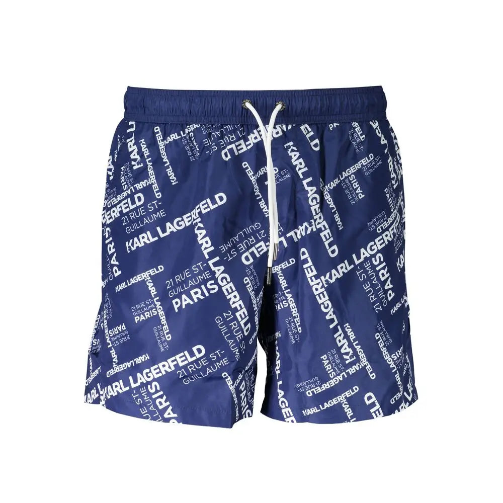 Karl Lagerfeld Blu Polyester Men Swim Boxer Karl Lagerfeld