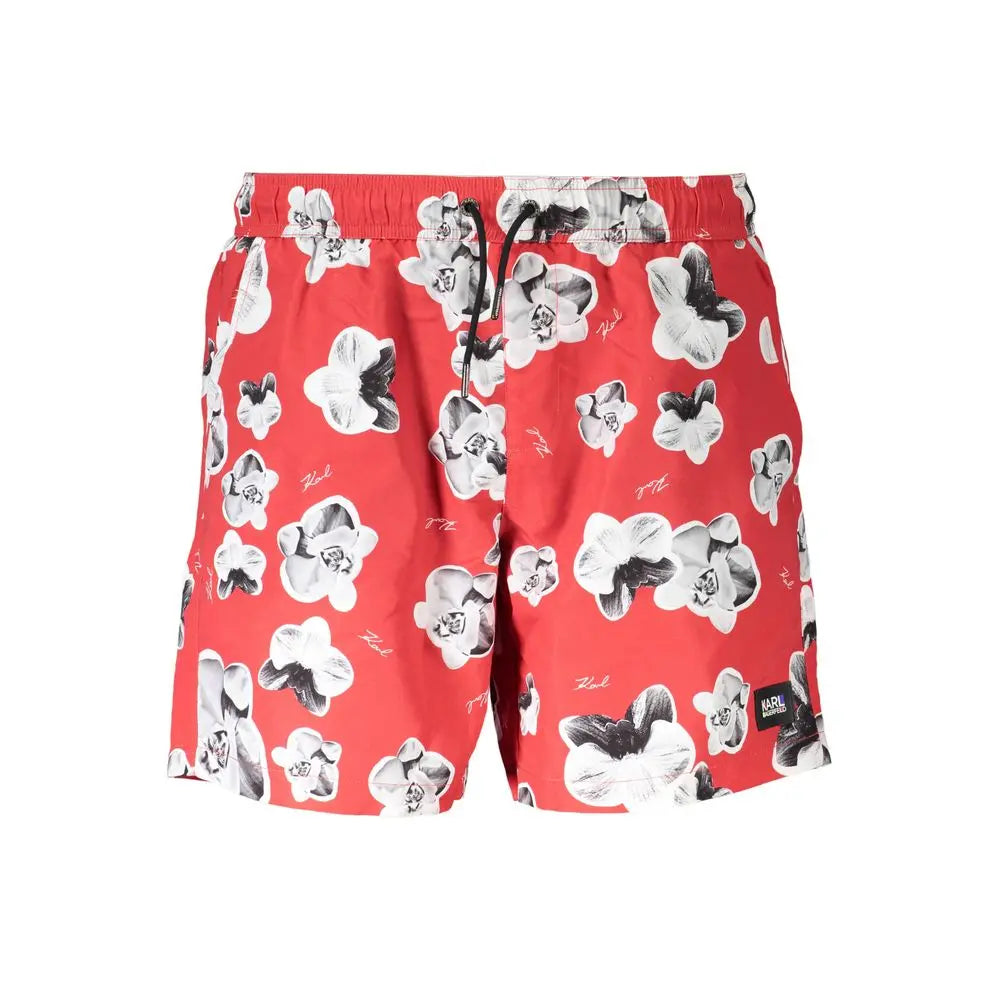 Karl Lagerfeld Red Polyester Men's Swim Trunk Karl Lagerfeld