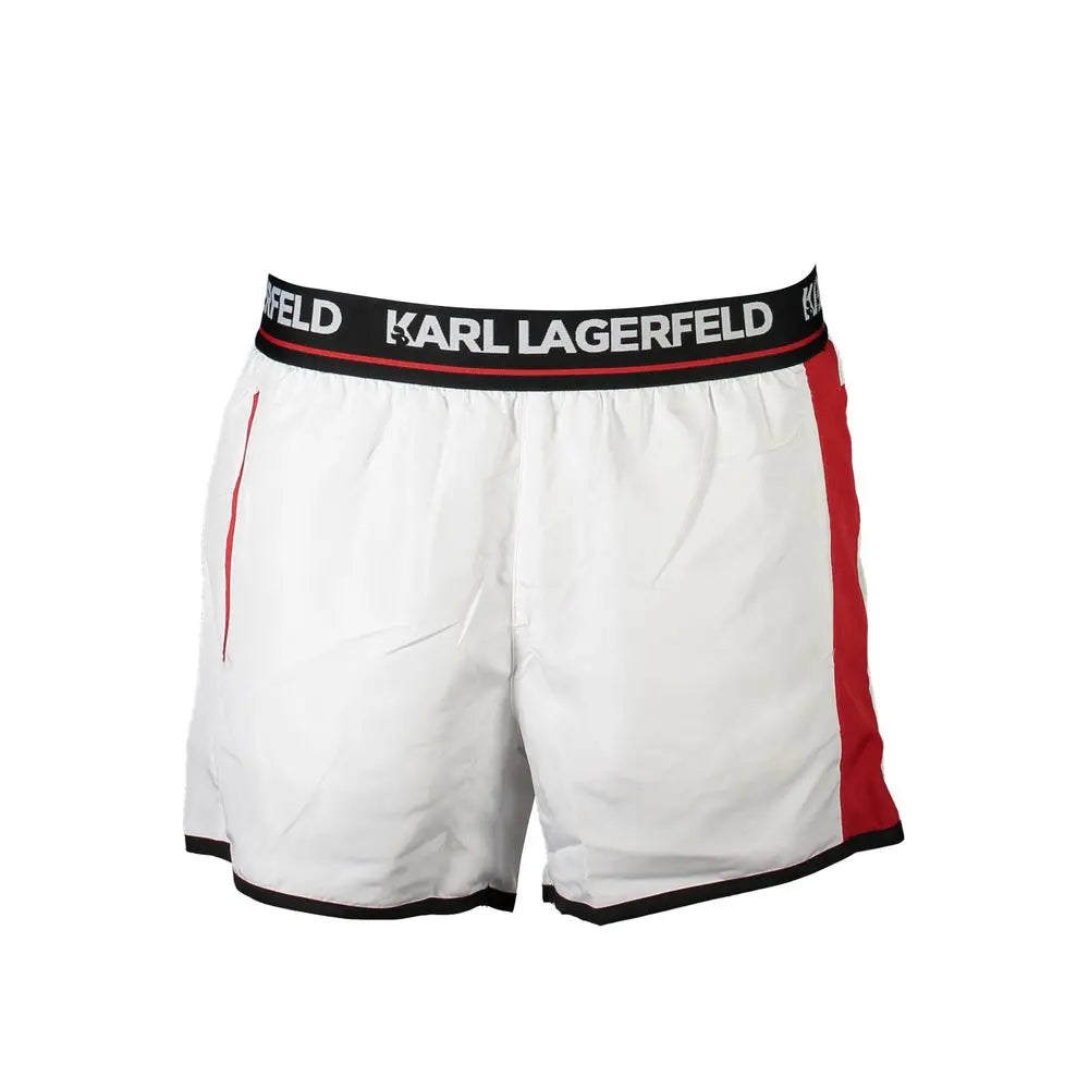 Karl Lagerfeld Bianco Poliestere Men Swim Boxer Karl Lagerfeld
