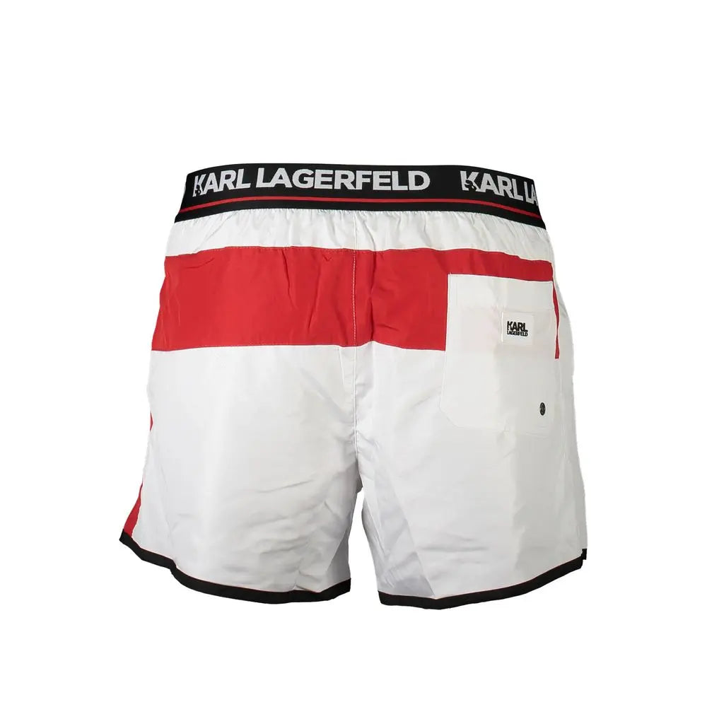 Karl Lagerfeld Bianco Poliestere Men Swim Boxer Karl Lagerfeld