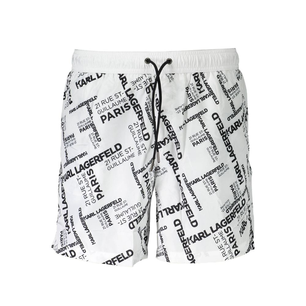 Karl Lagerfeld Bianco Polyester Men's Swim Boxer Karl Lagerfeld