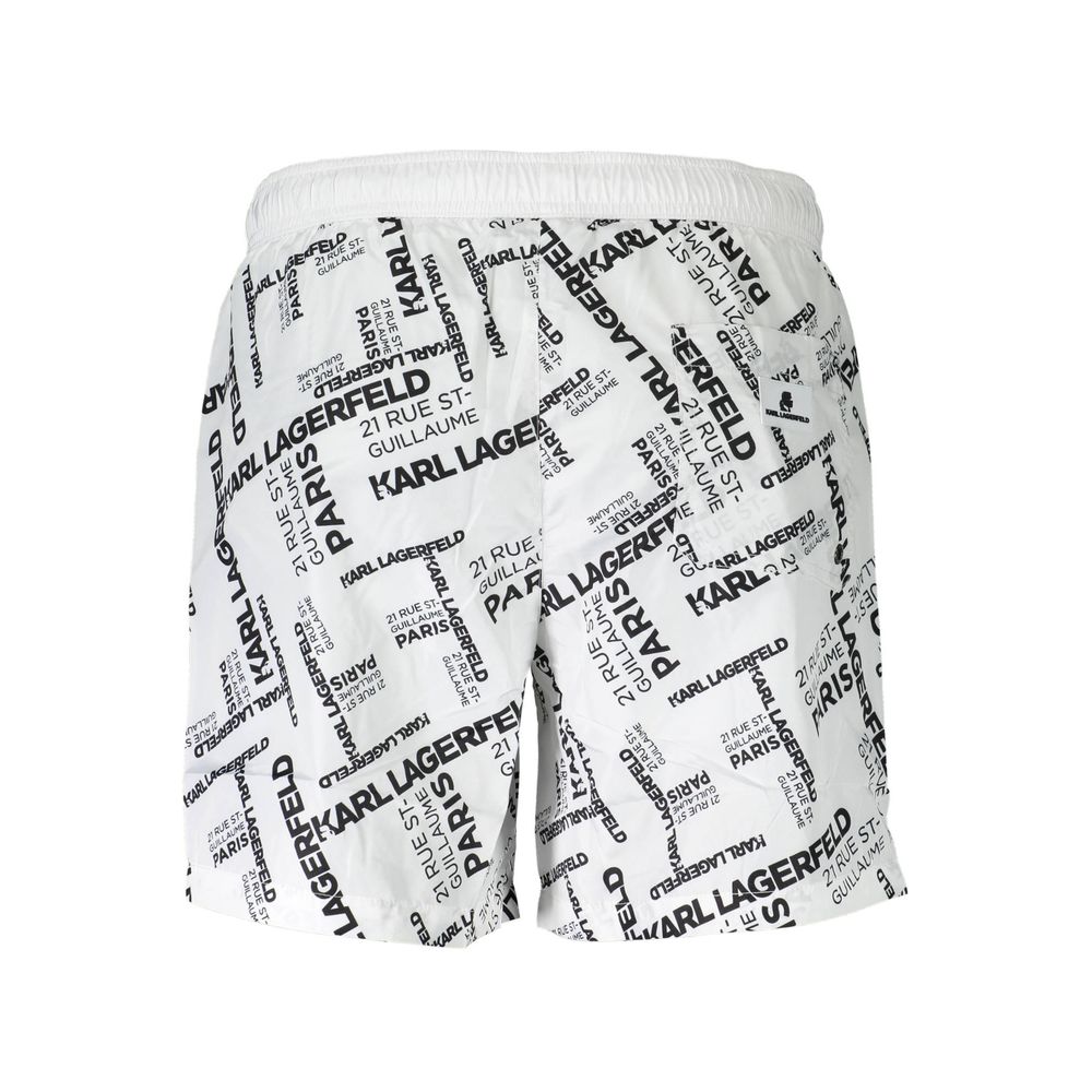 Karl Lagerfeld Bianco Polyester Men's Swim Boxer Karl Lagerfeld