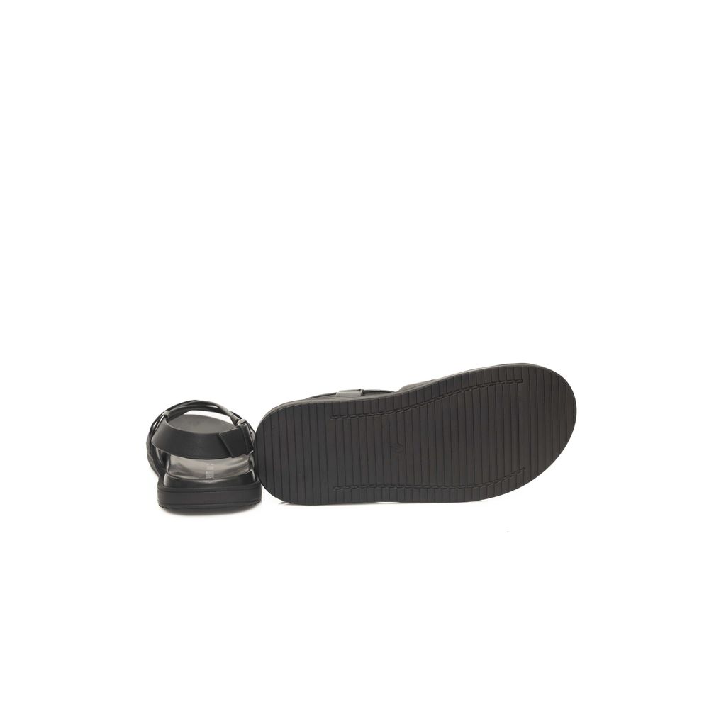 Cerruti 1881 Black Leather Men Sandal Cerruti 1881