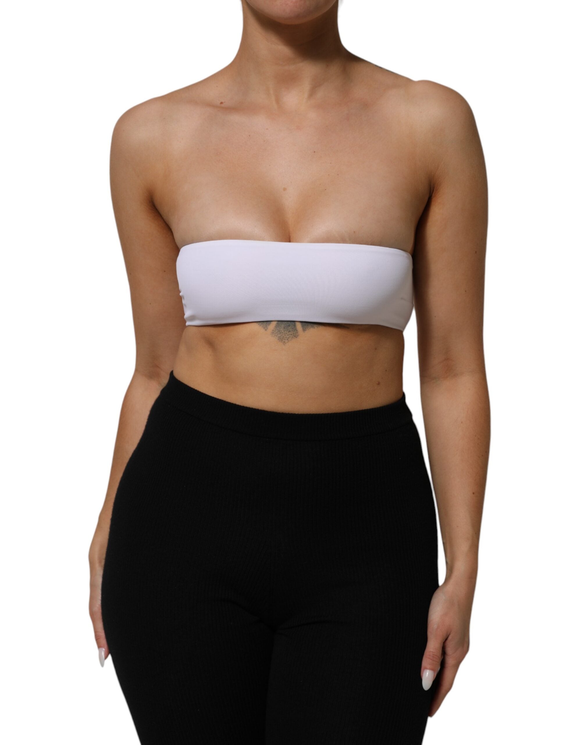 Dolce & Gabbana White Nylon Blend Bandeau Strapless Tube Top Dolce & Gabbana