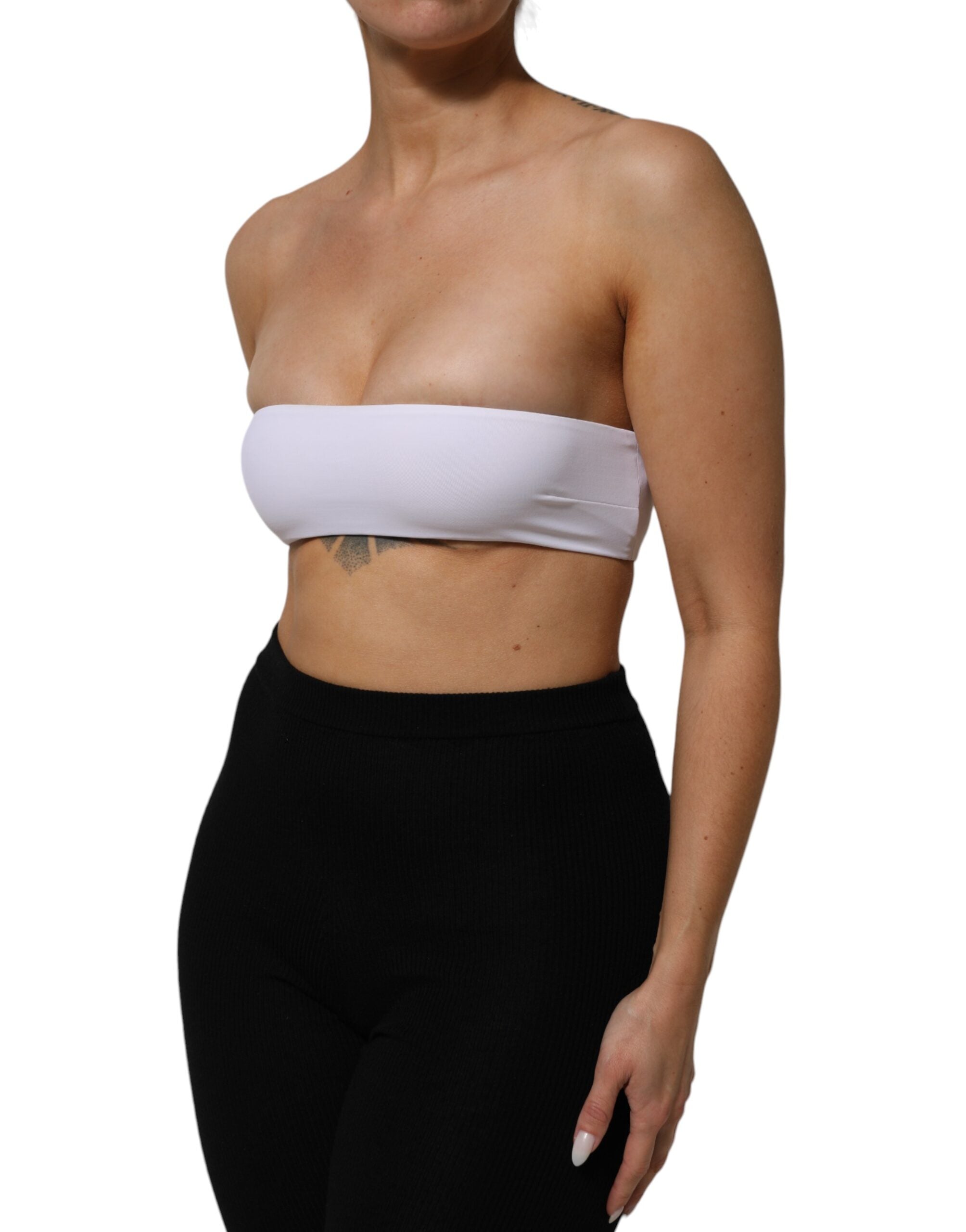 Dolce & Gabbana White Nylon Blend Bandeau Strapless Tube Top Dolce & Gabbana