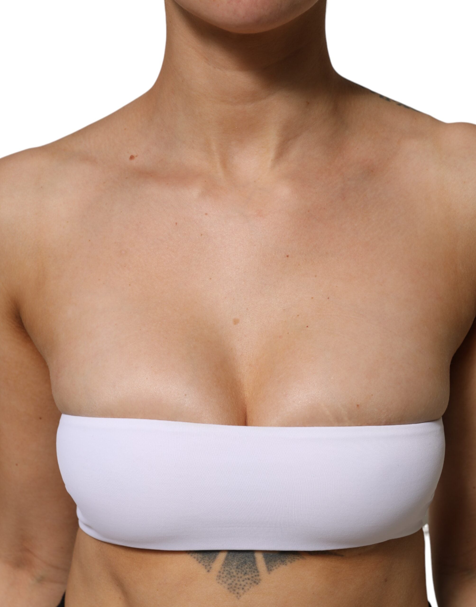 Dolce & Gabbana White Nylon Blend Bandeau Strapless Tube Top Dolce & Gabbana