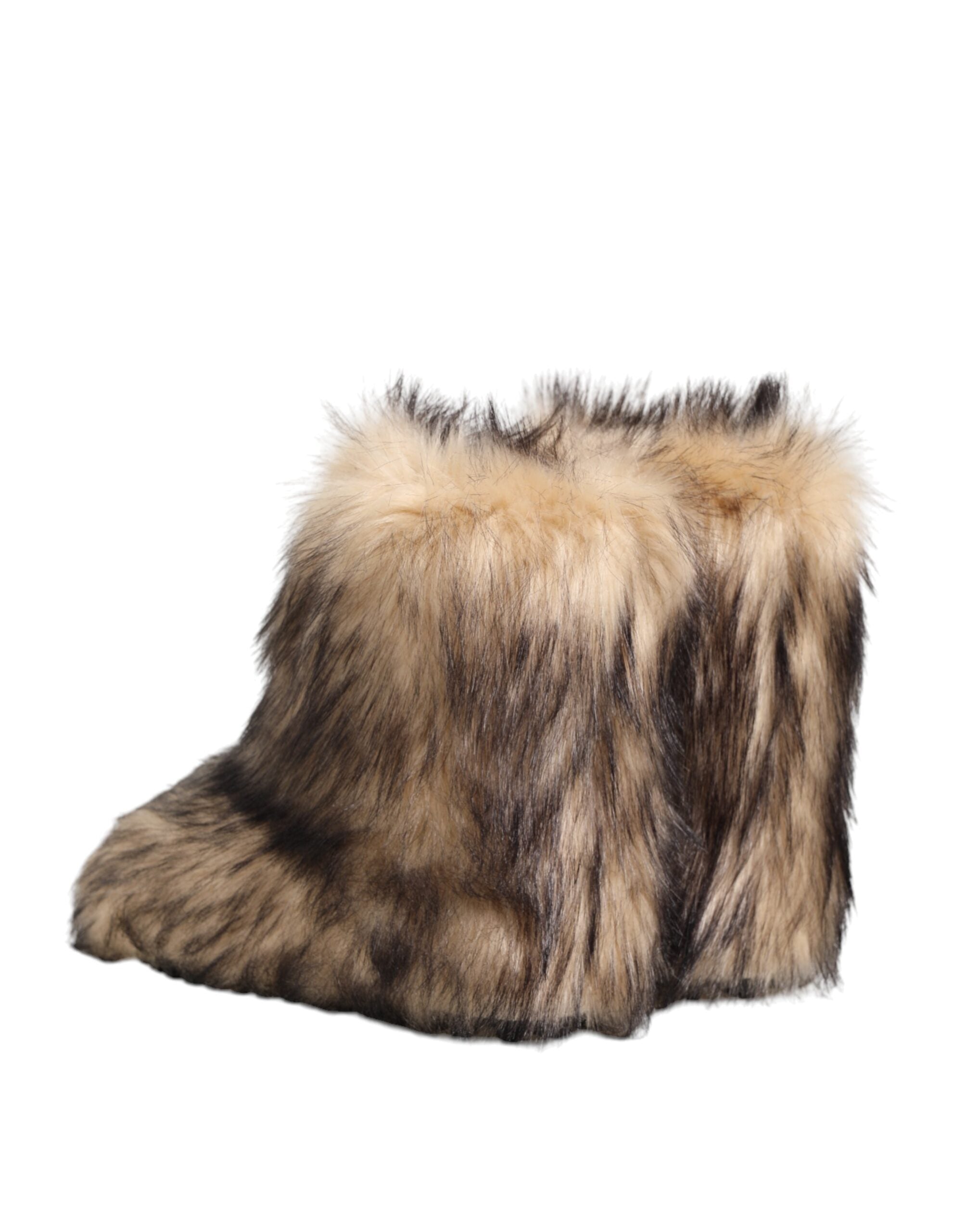 Dolce & Gabbana Brown Faux Skim Ski Fur Men Short Boots Shoes Dolce & Gabbana
