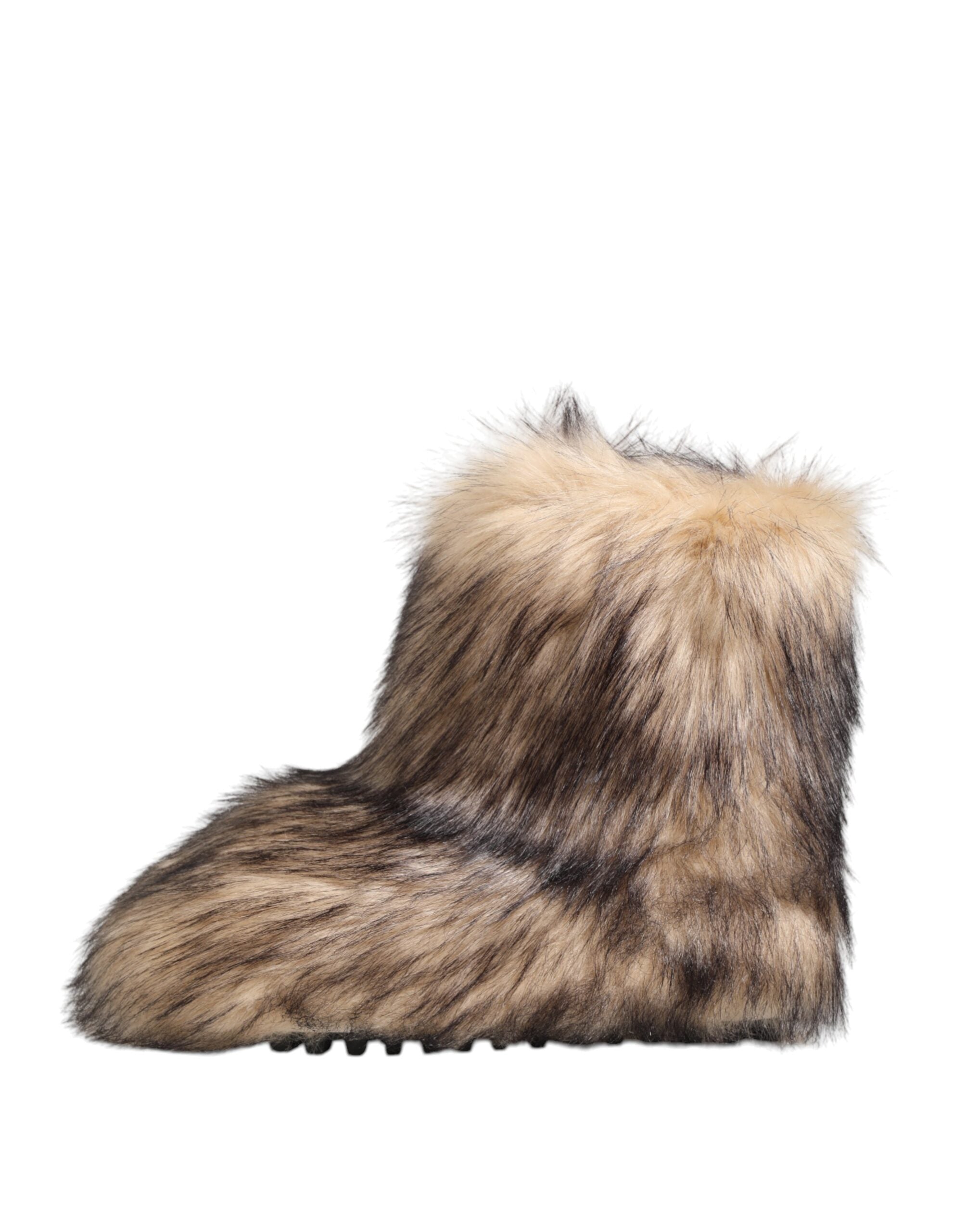 Dolce & Gabbana Brown Faux Skim Ski Fur Men Short Boots Shoes Dolce & Gabbana