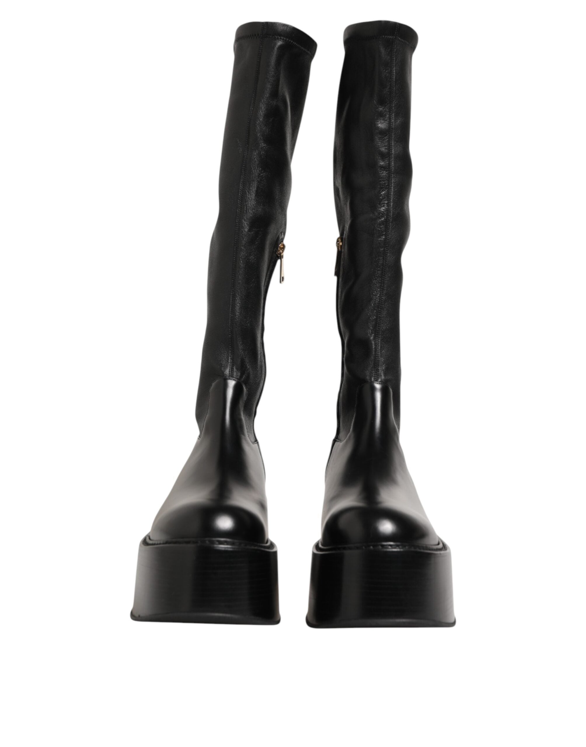 Dolce & Gabbana Black Logo Plaque Over The Calf Boots Shoes Dolce & Gabbana
