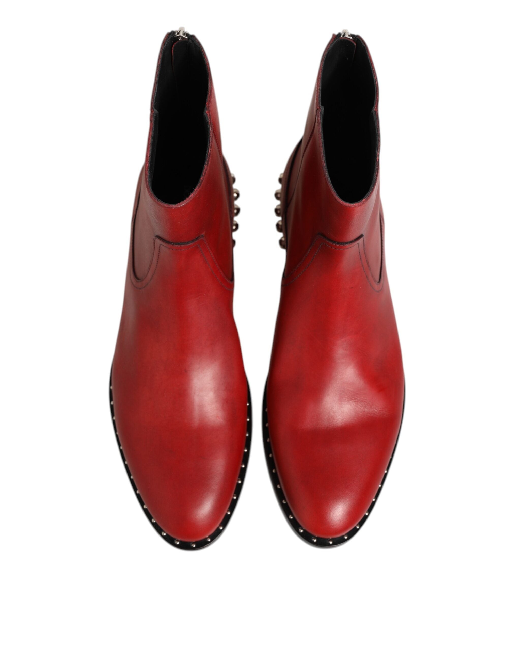 Dolce & Gabbana Red Studded Chelsea Short Ankle Boots Shoes Dolce & Gabbana