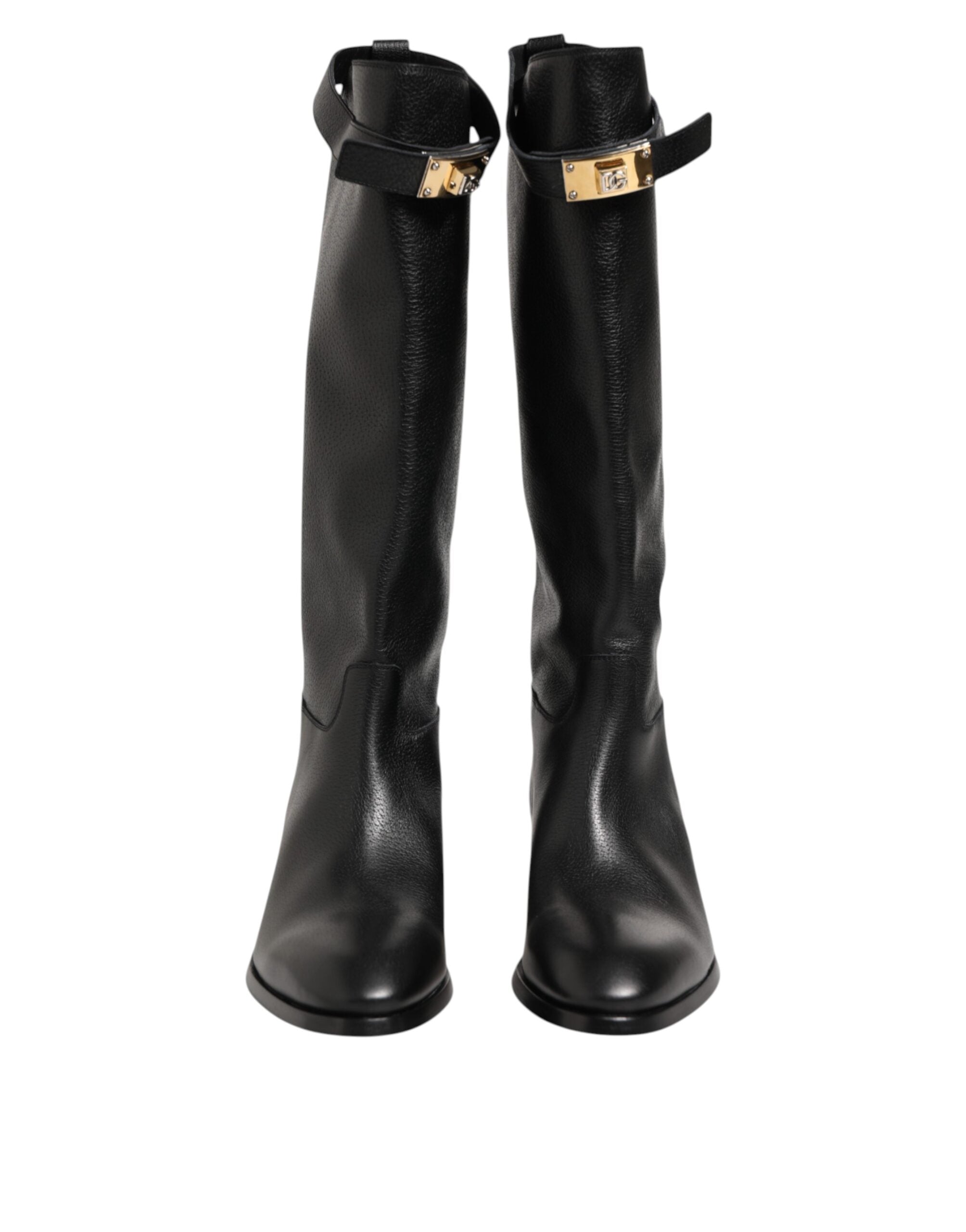 Dolce & Gabbana Black Logo Plaque Over The Calf Boots Shoes Dolce & Gabbana