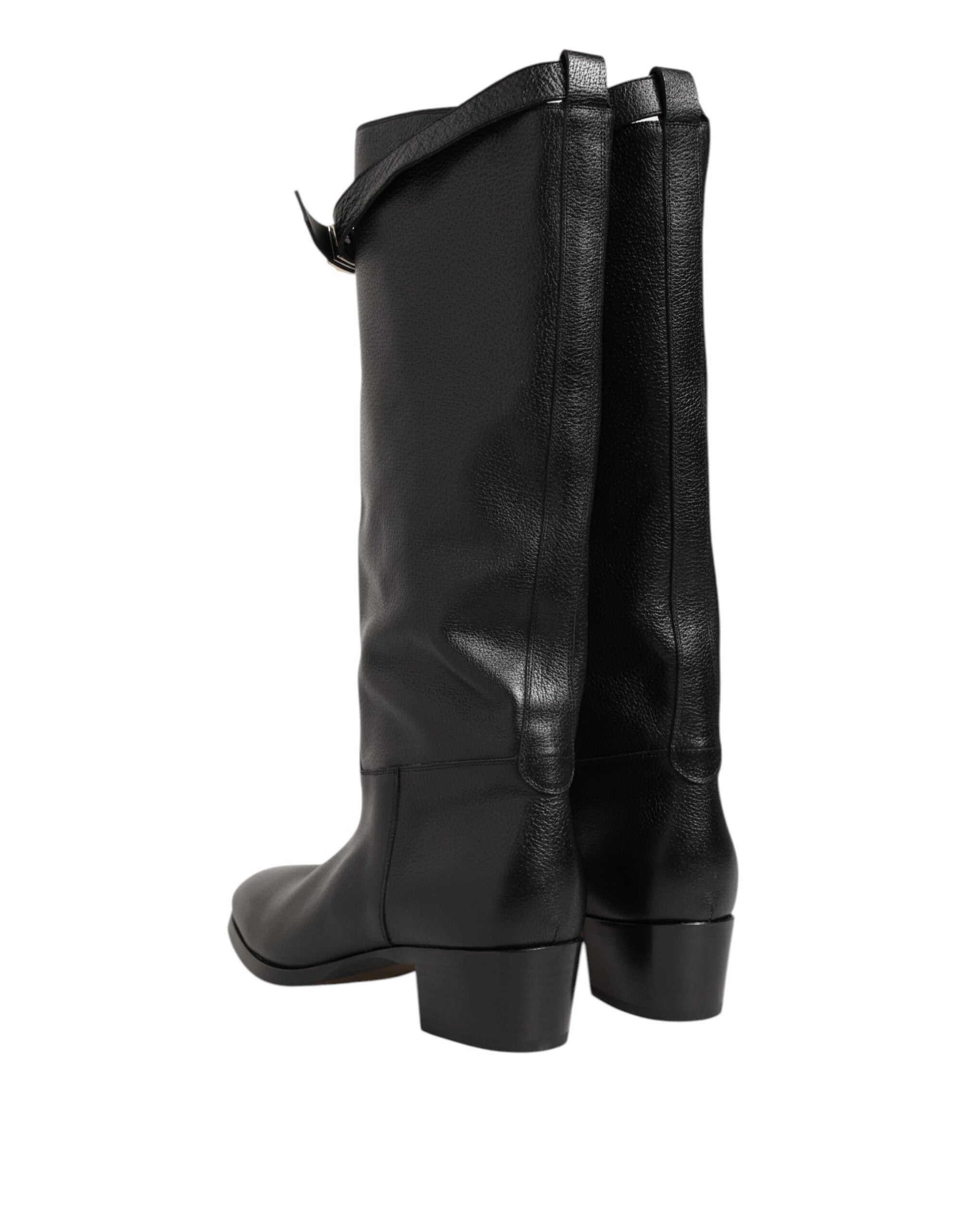 Dolce & Gabbana Black Logo Plaque Over The Calf Boots Shoes Dolce & Gabbana