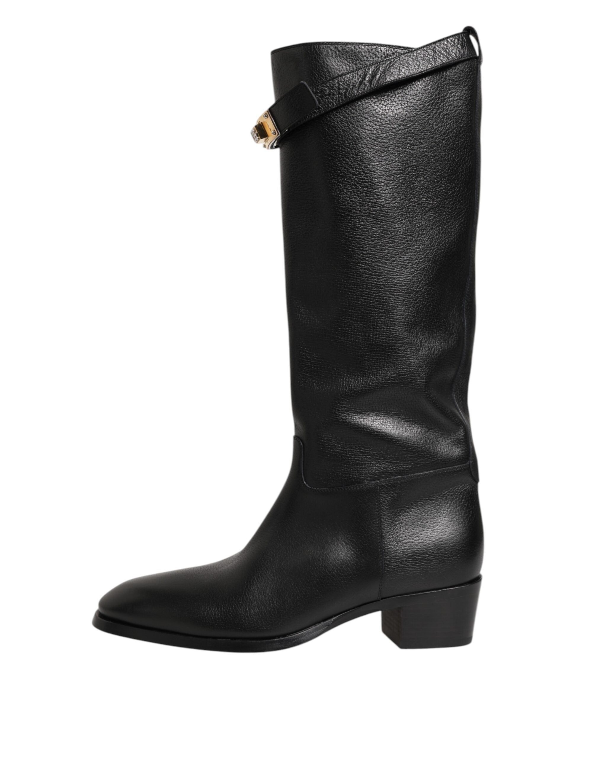 Dolce & Gabbana Black Logo Plaque Over The Calf Boots Shoes Dolce & Gabbana