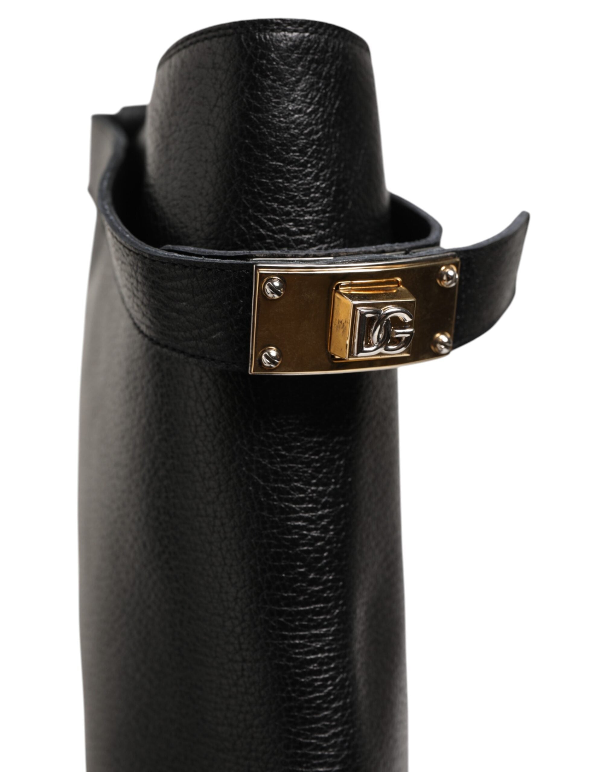Dolce & Gabbana Black Logo Plaque Over The Calf Boots Shoes Dolce & Gabbana