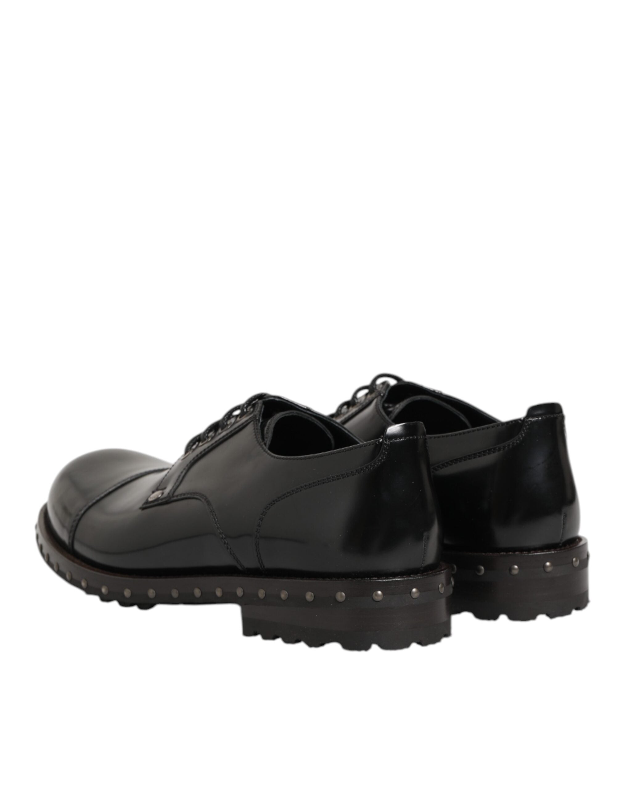 Dolce & Gabbana Black Leather Studded Men Formal Derby Shoes Dolce & Gabbana