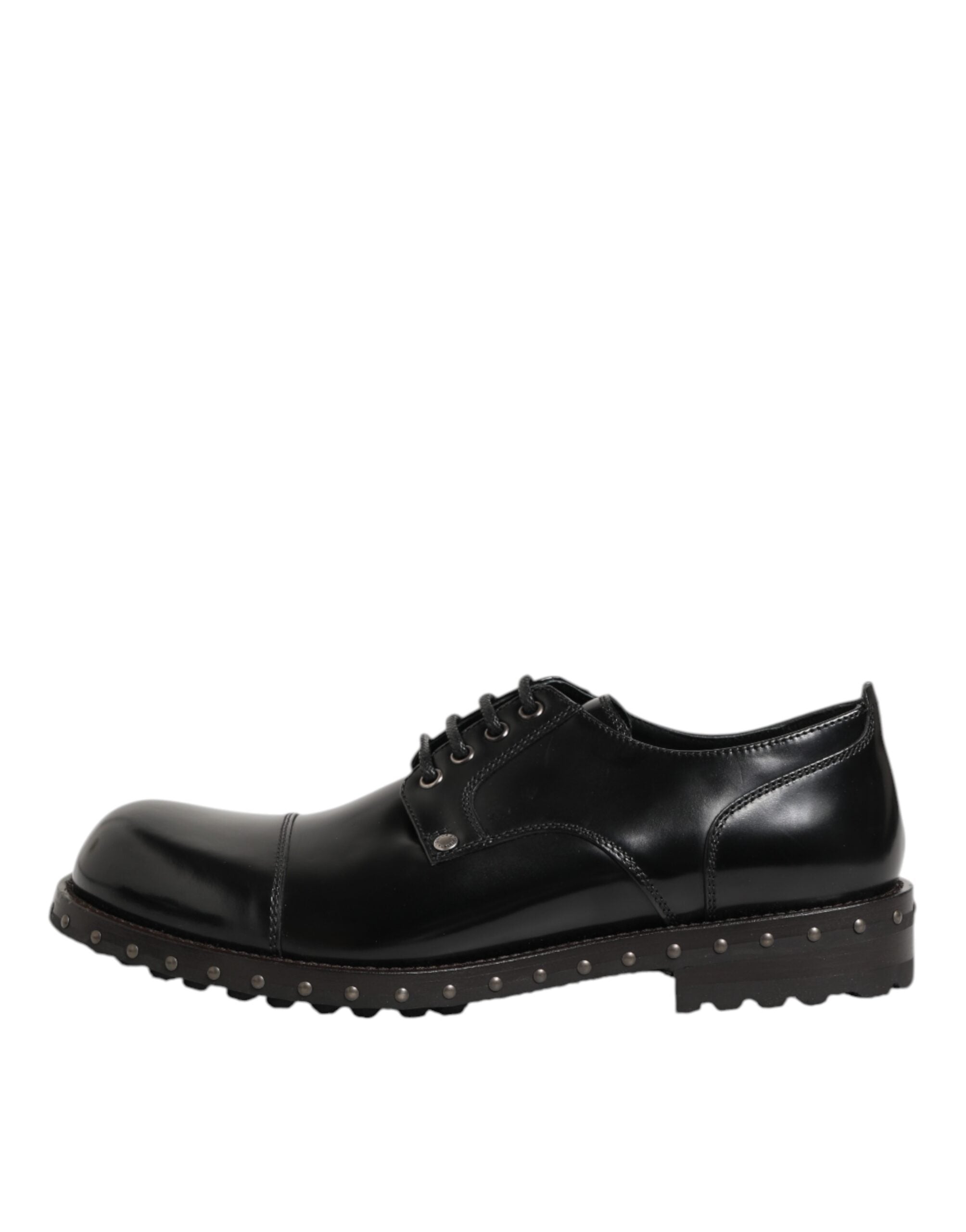 Dolce & Gabbana Black Leather Studded Men Formal Derby Shoes Dolce & Gabbana