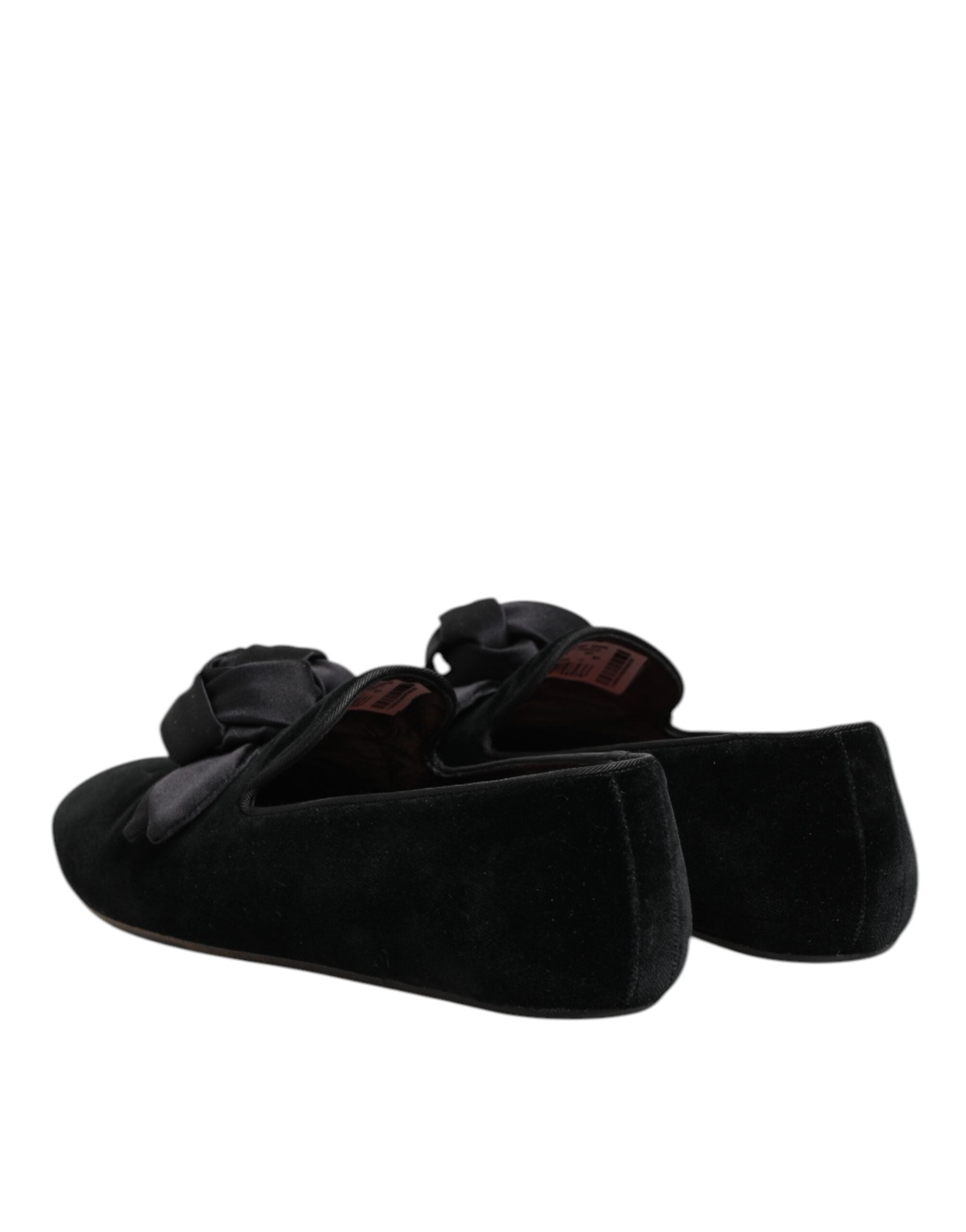 Dolce & Gabbana Black Suede Cotton Rose Slip On Loafers Shoes Dolce & Gabbana