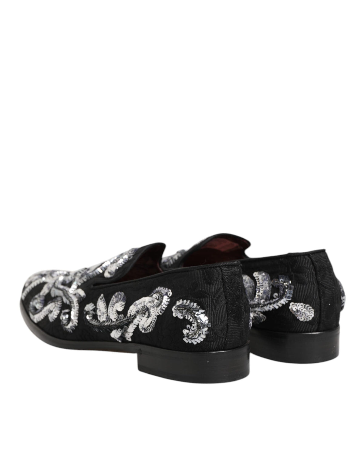 Dolce & Gabbana Black Silver Sequined Loafers Men Dress Shoes