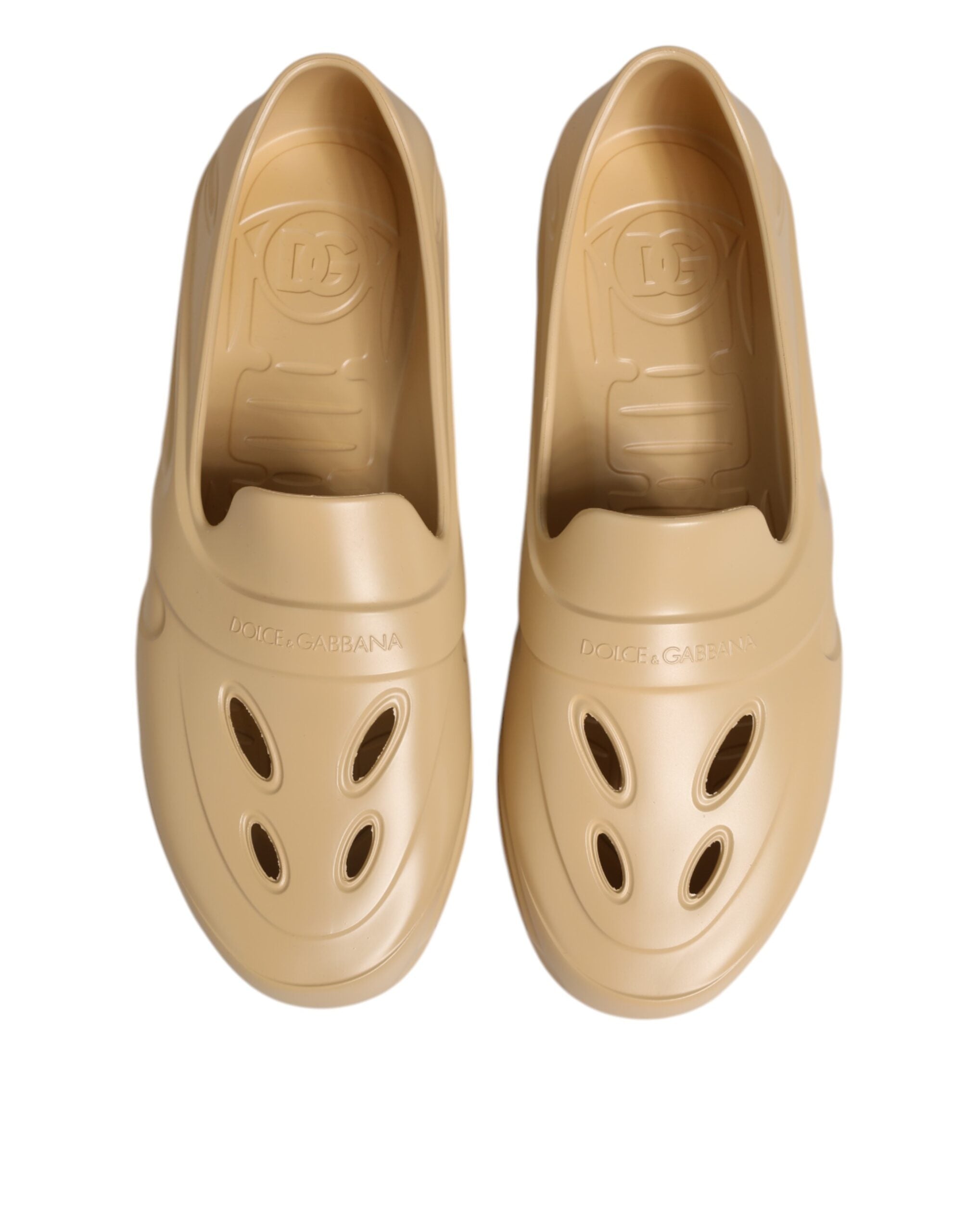 Dolce & Gabbana Beige Rubber Slides Low Top Sneakers Shoes Dolce & Gabbana