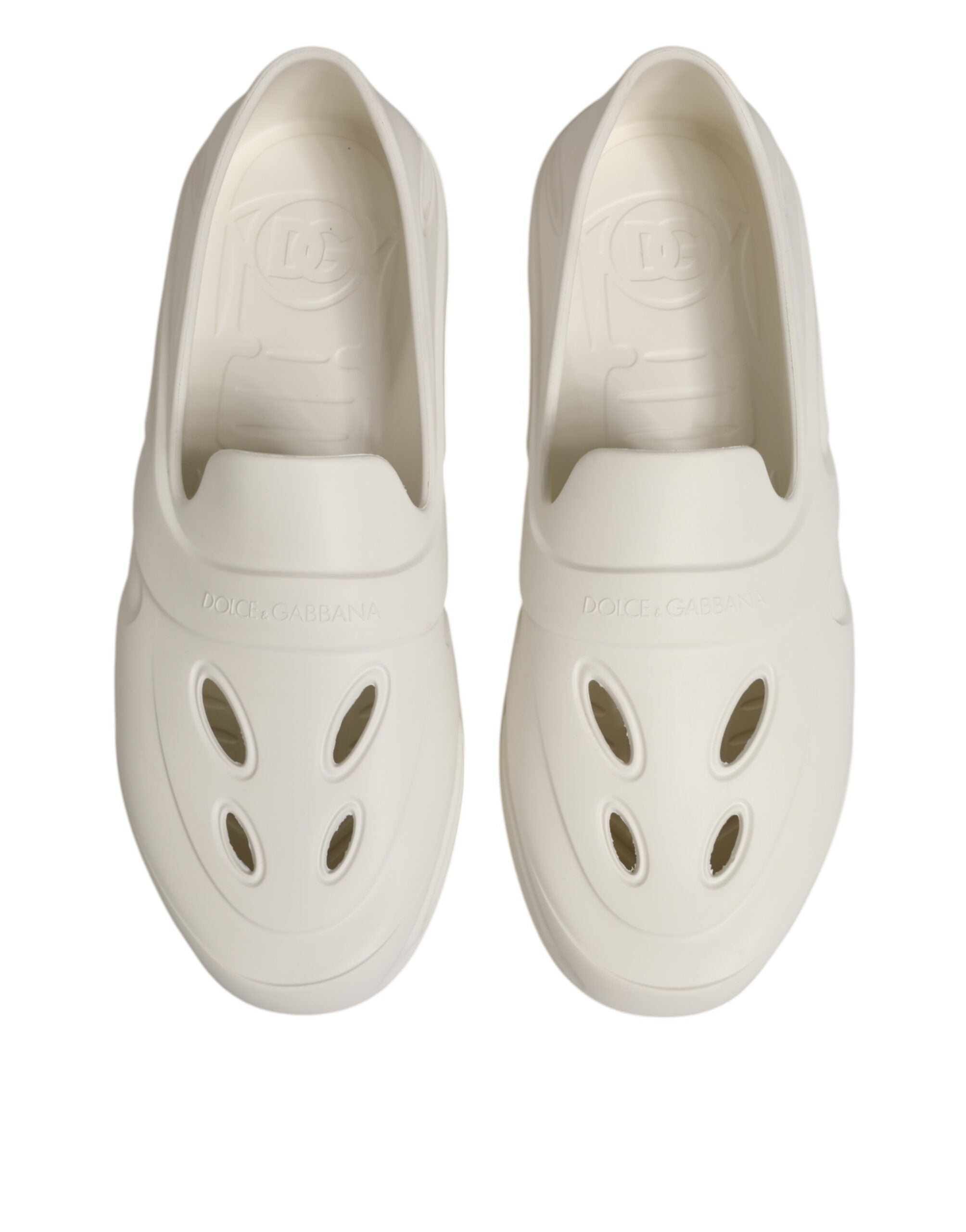 Dolce & Gabbana White Rubber Slides Low Top Sneakers Shoes Dolce & Gabbana