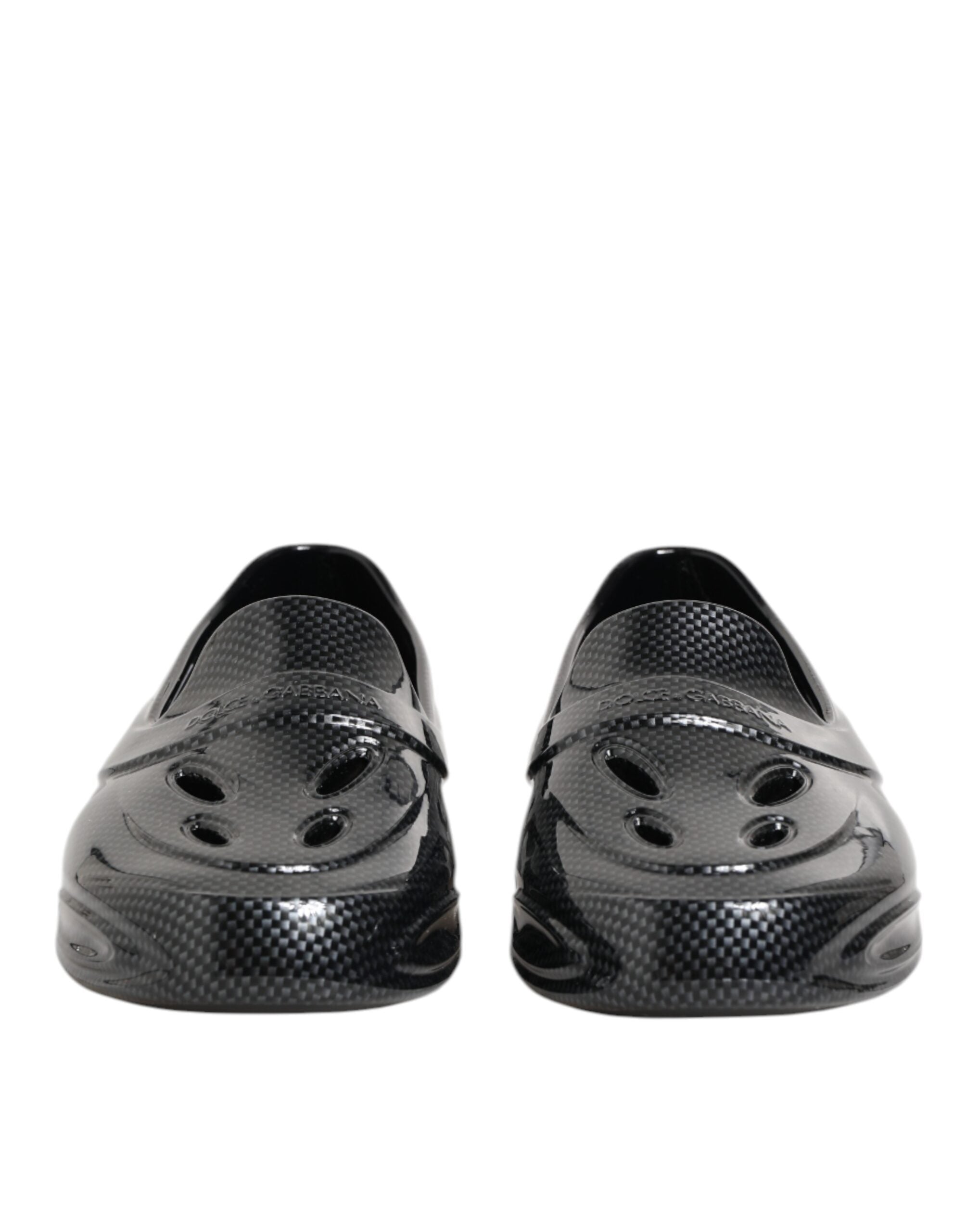 Dolce & Gabbana Black Rubber Slides Low Top Sneakers Shoes Dolce & Gabbana