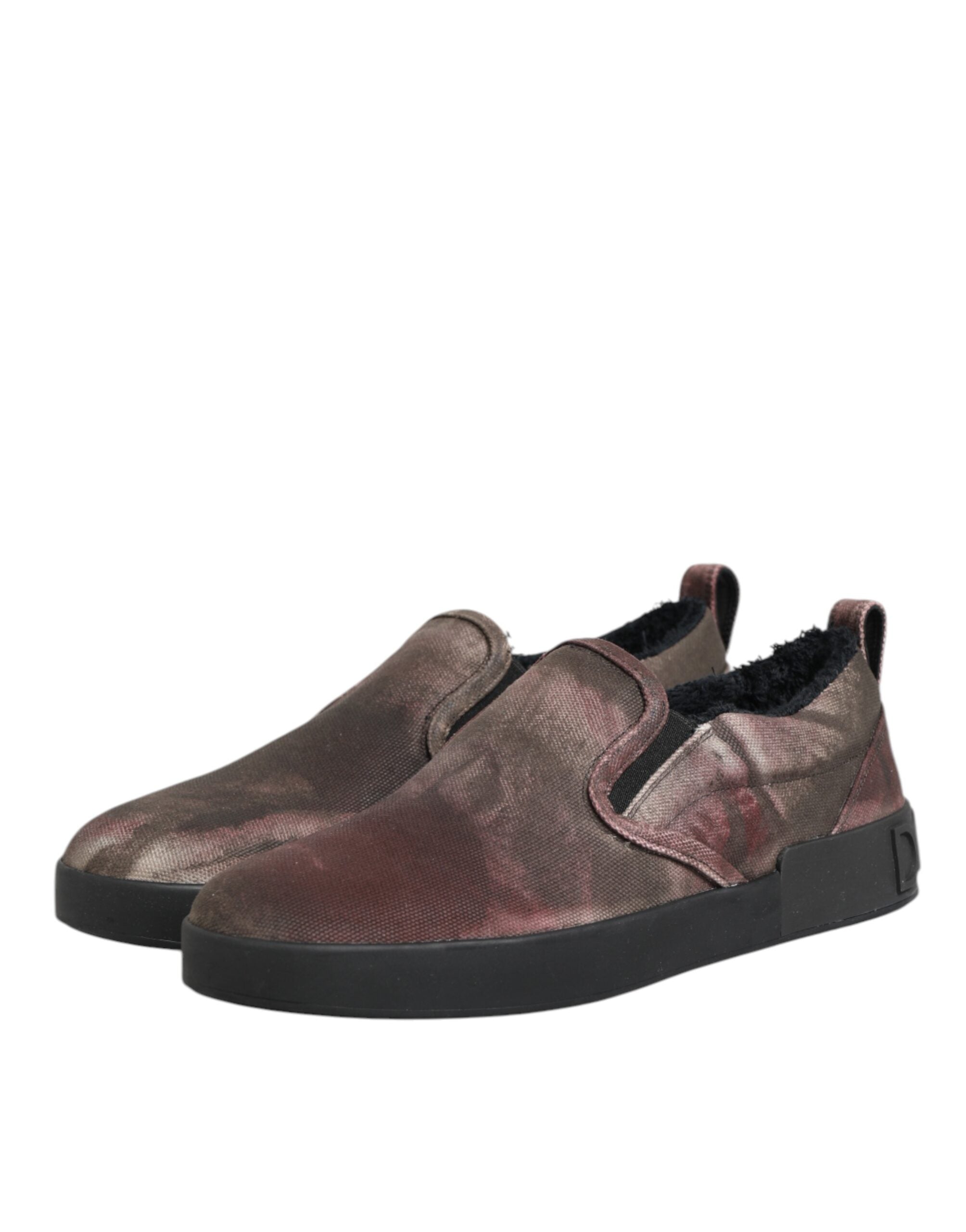 Dolce & Gabbana Multicolor Cotton Low Top Slip On Men Sneakers Shoes Dolce & Gabbana