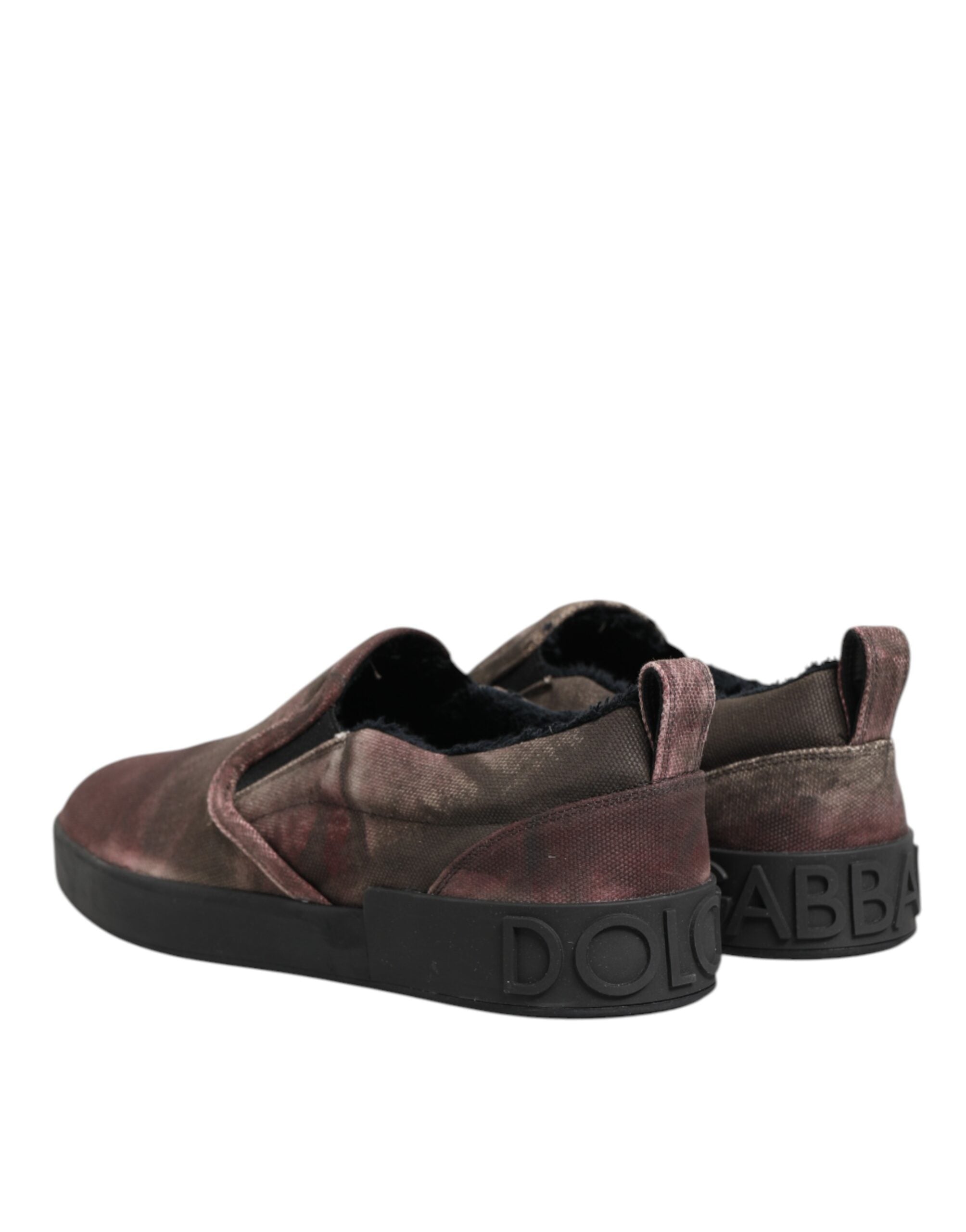 Dolce & Gabbana Multicolor Cotton Low Top Slip On Men Sneakers Shoes Dolce & Gabbana