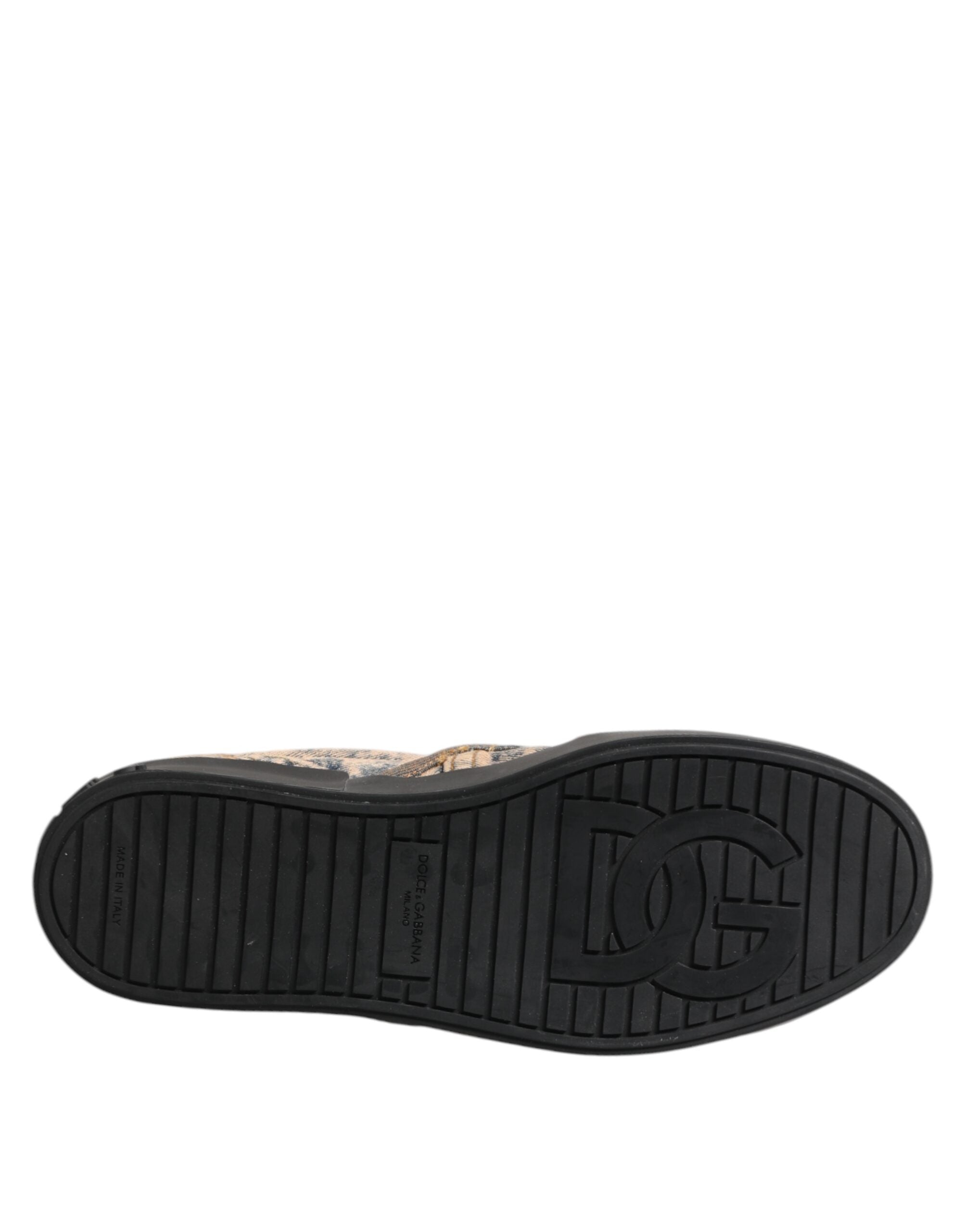 Dolce & Gabbana Beige Cotton Low Top Slip On Sneakers Shoes Dolce & Gabbana