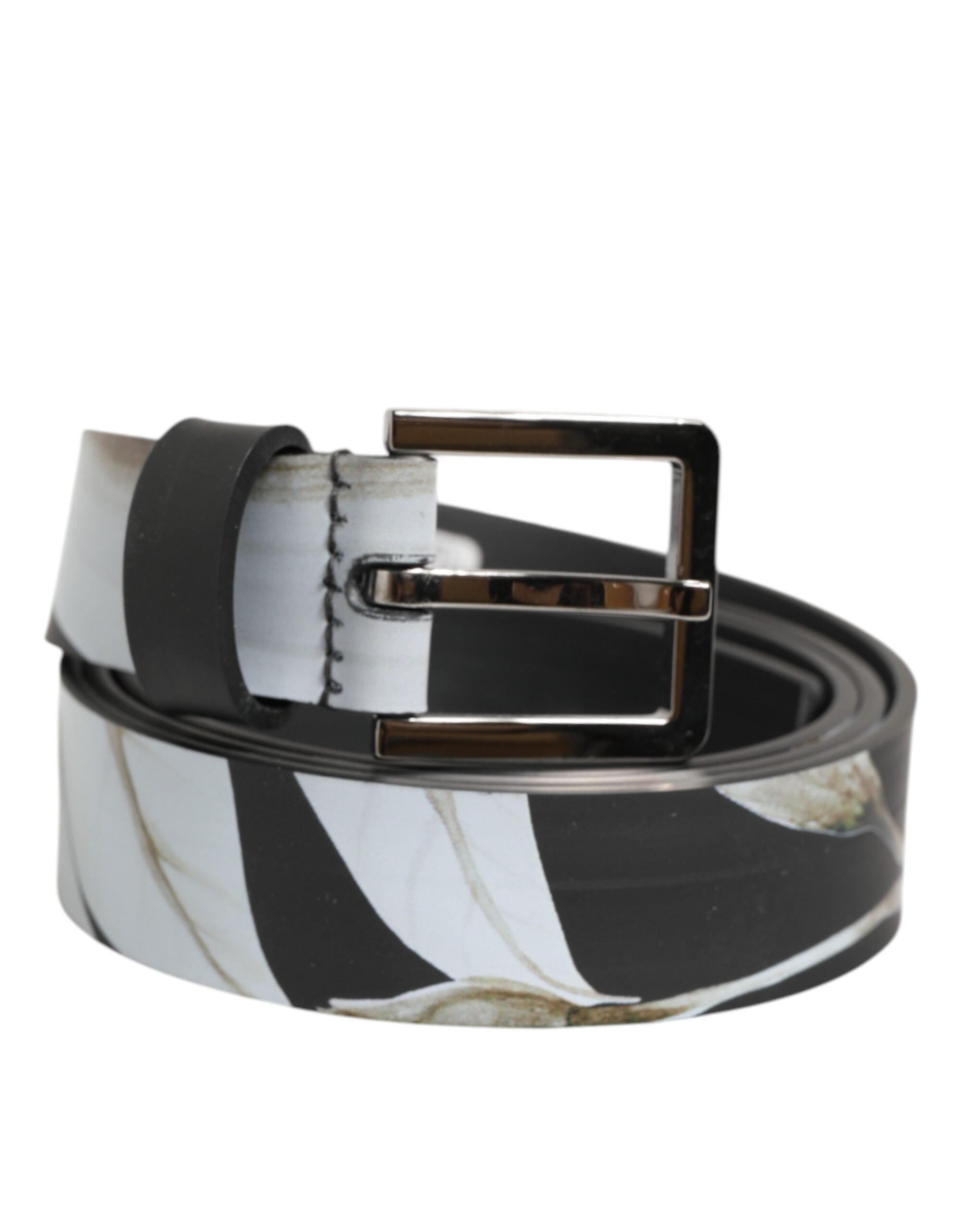 Dolce & Gabbana Multicolor PVC Floral Silver Buckle Men Belt Dolce & Gabbana