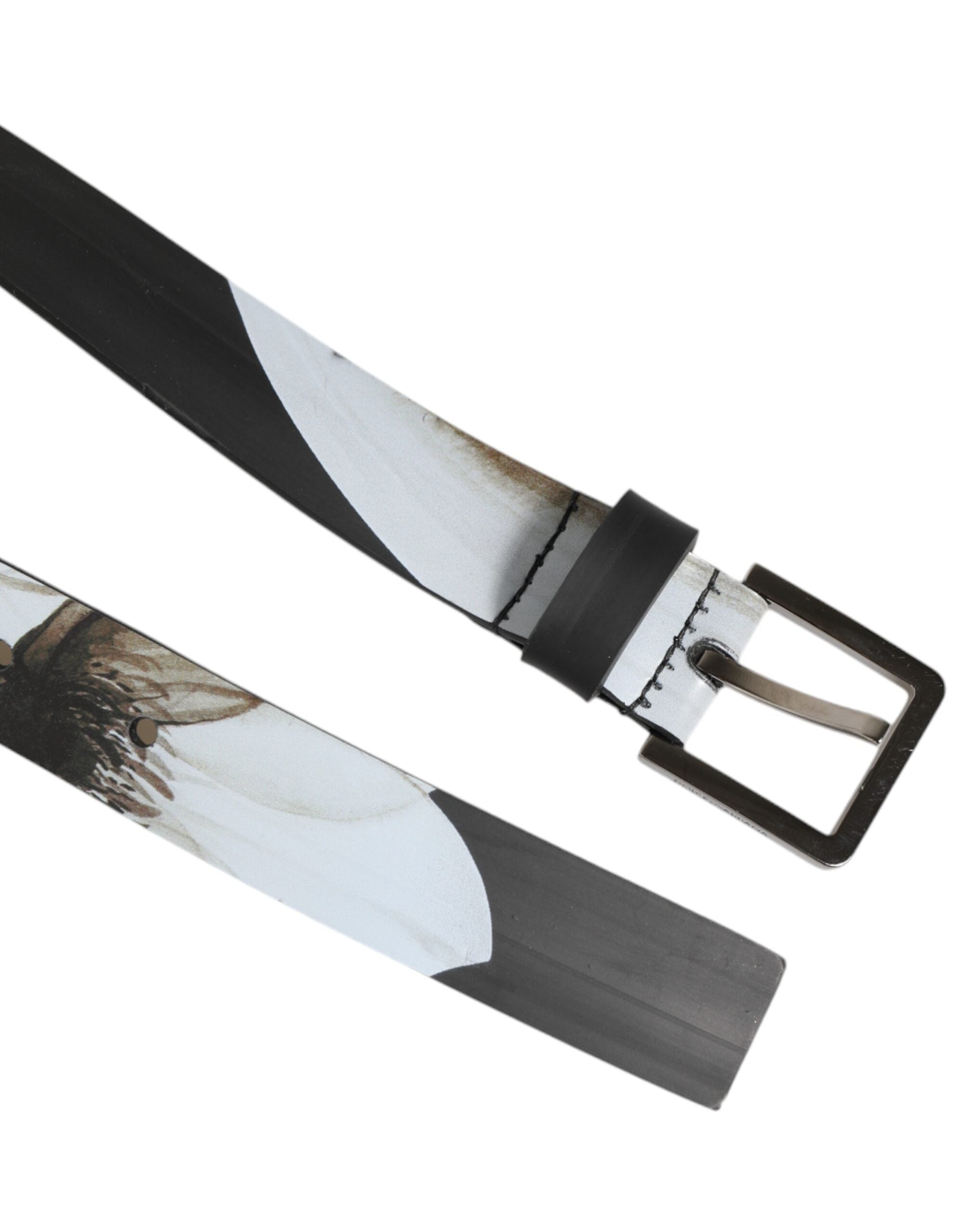Dolce & Gabbana Multicolor PVC Floral Silver Buckle Men Belt Dolce & Gabbana