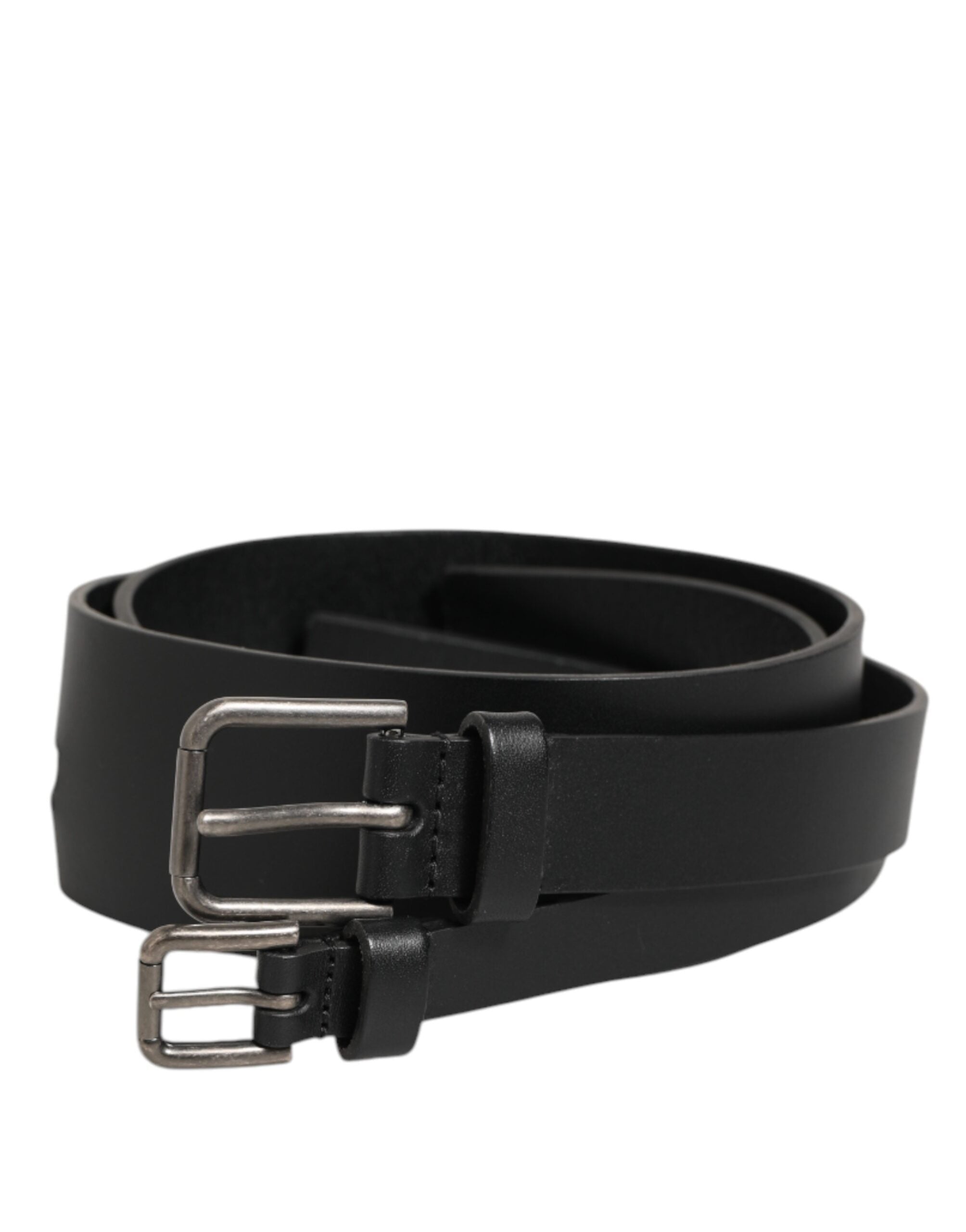 Dolce & Gabbana Black Double Strap Leather Buckle Men Belt Dolce & Gabbana