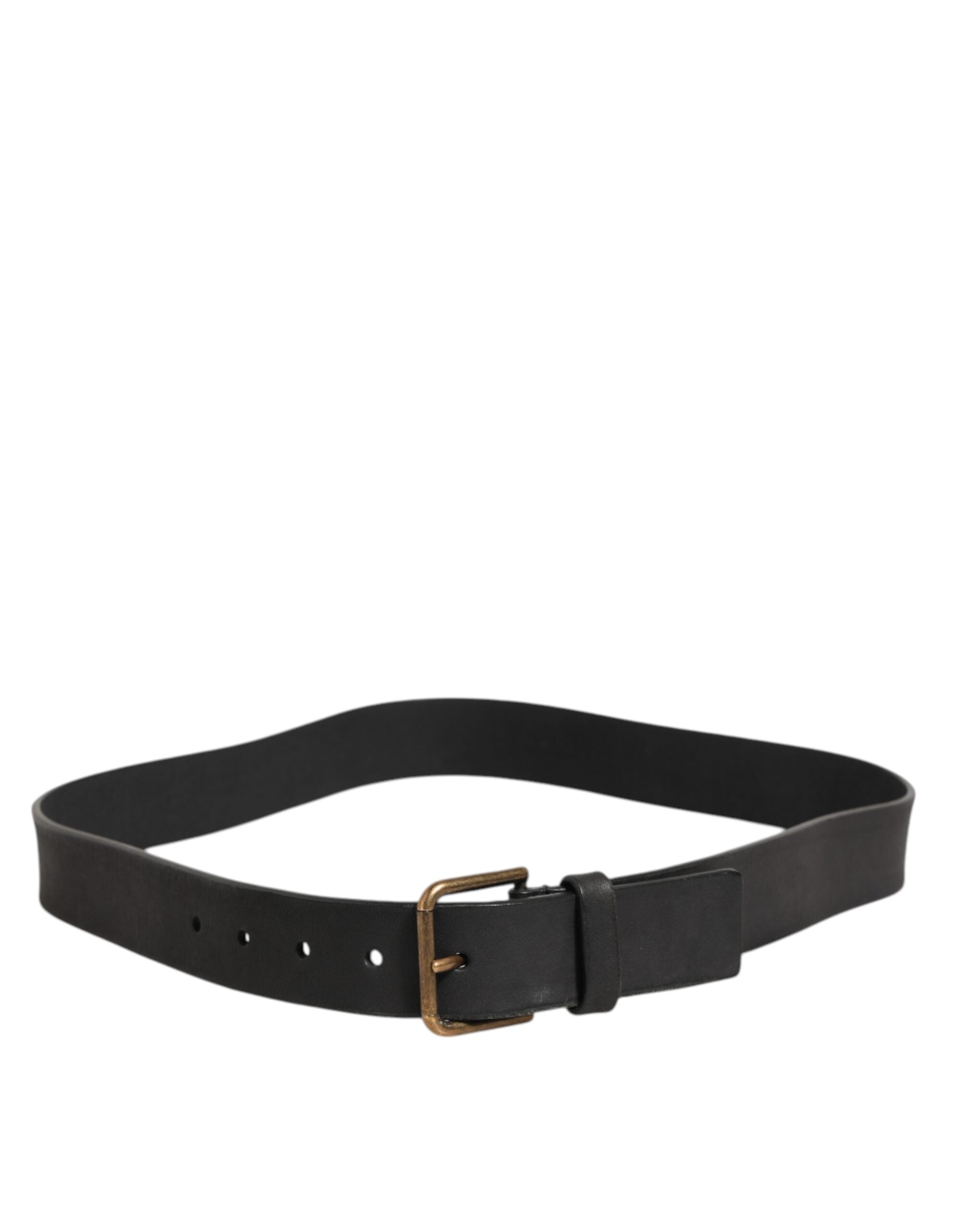 Dolce & Gabbana Black Leather Metal Buckle Classic Men Belt Dolce & Gabbana