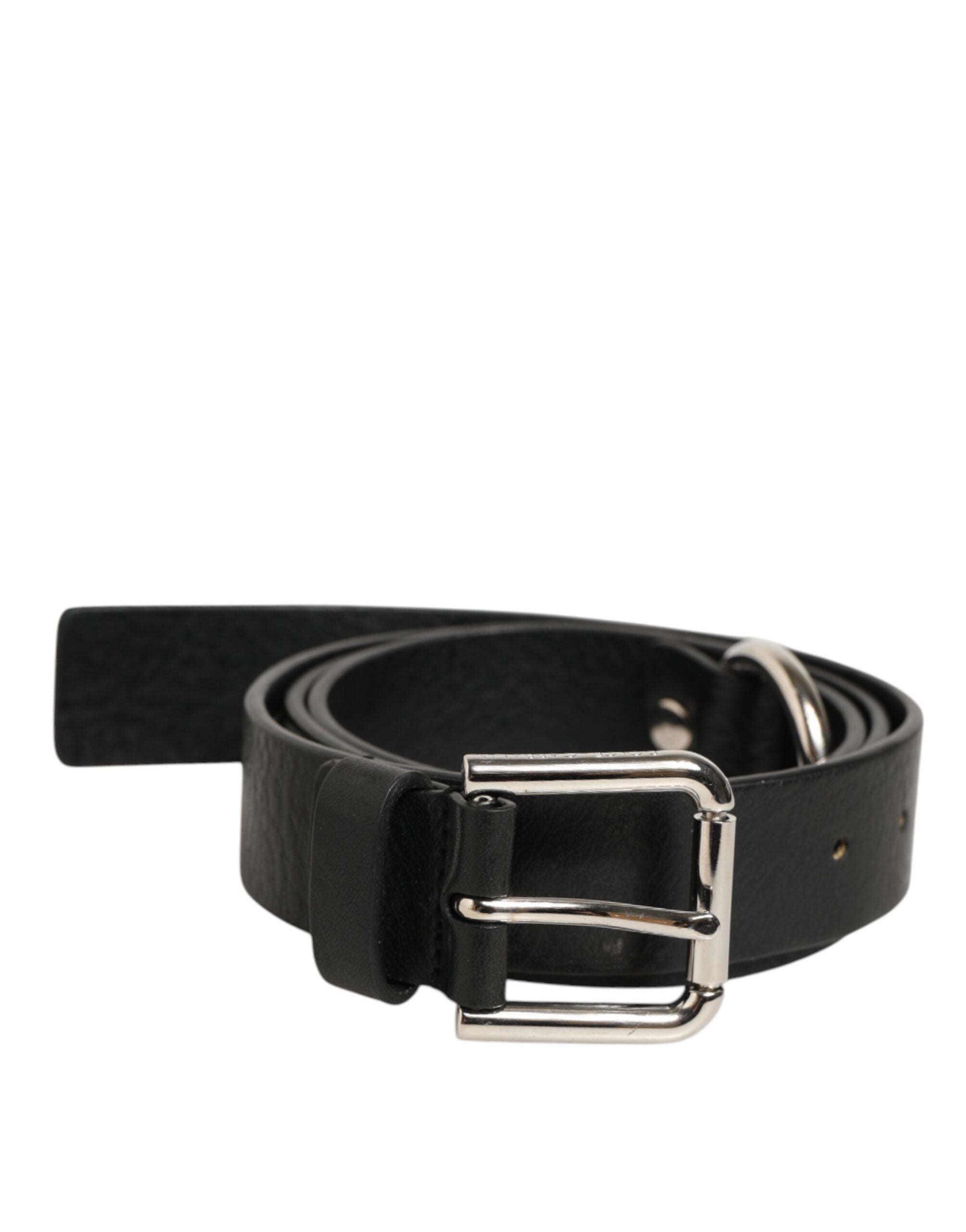 Dolce & Gabbana Black Leather Classic Metal Logo Buckle Belt Dolce & Gabbana