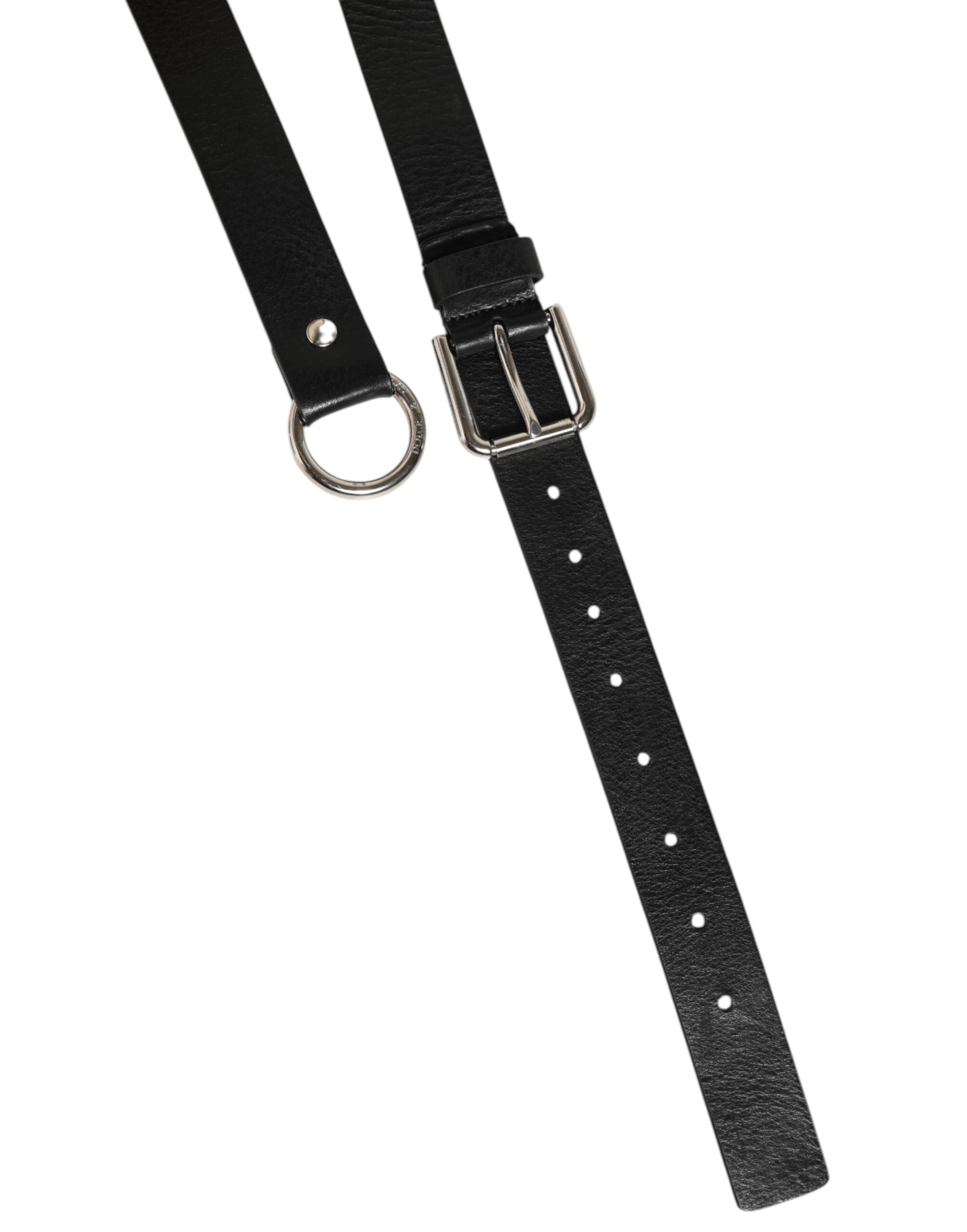 Dolce & Gabbana Black Leather Classic Metal Logo Buckle Belt Dolce & Gabbana