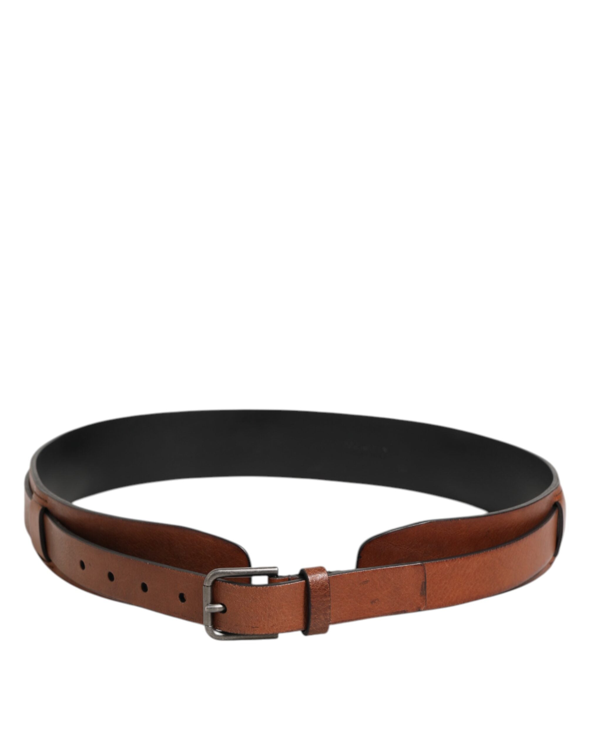 Dolce & Gabbana Brown Classic Gold Metal Logo Buckle Men Belt Dolce & Gabbana