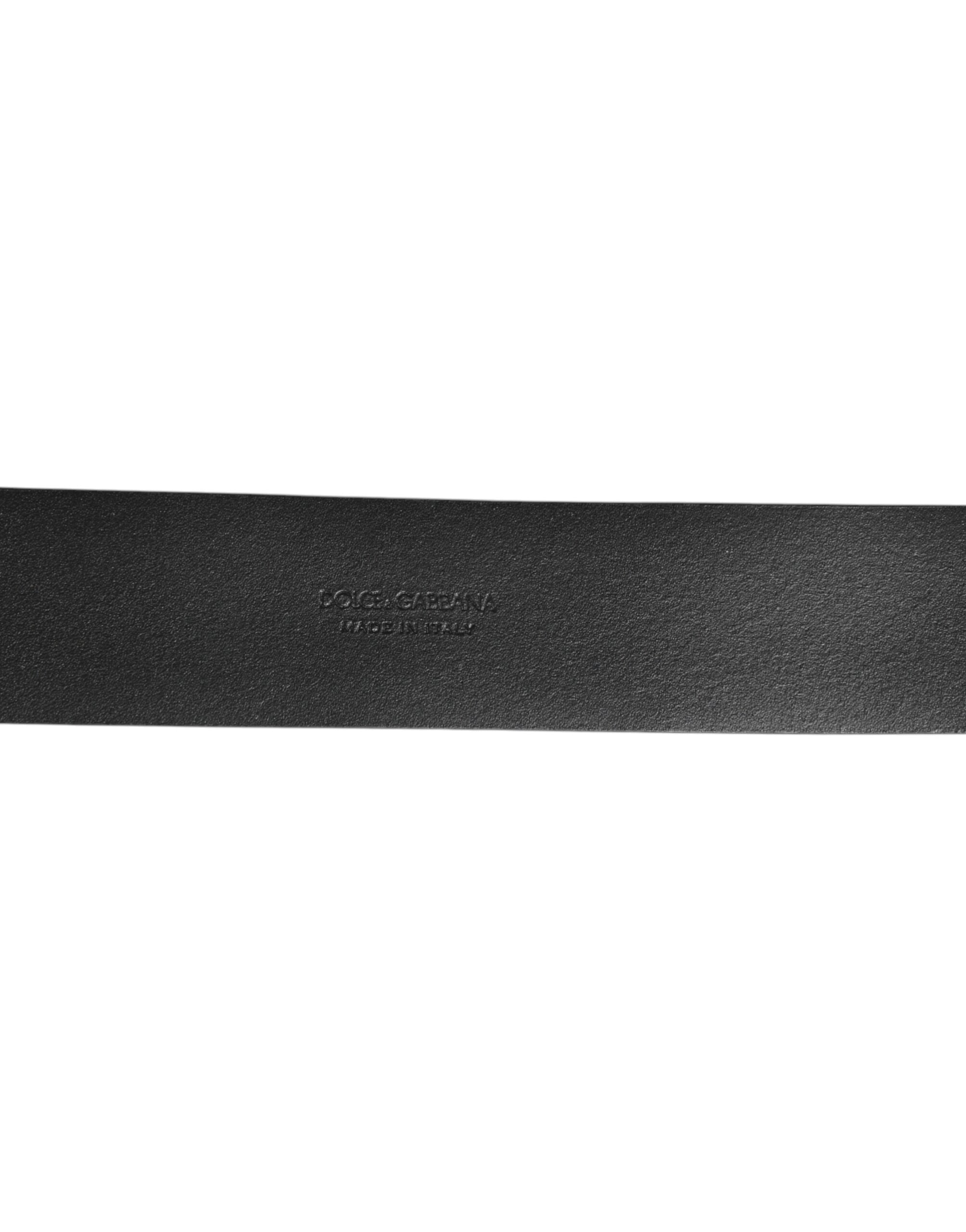 Dolce & Gabbana Black Leather Side Rings Brass Buckle Belt Dolce & Gabbana
