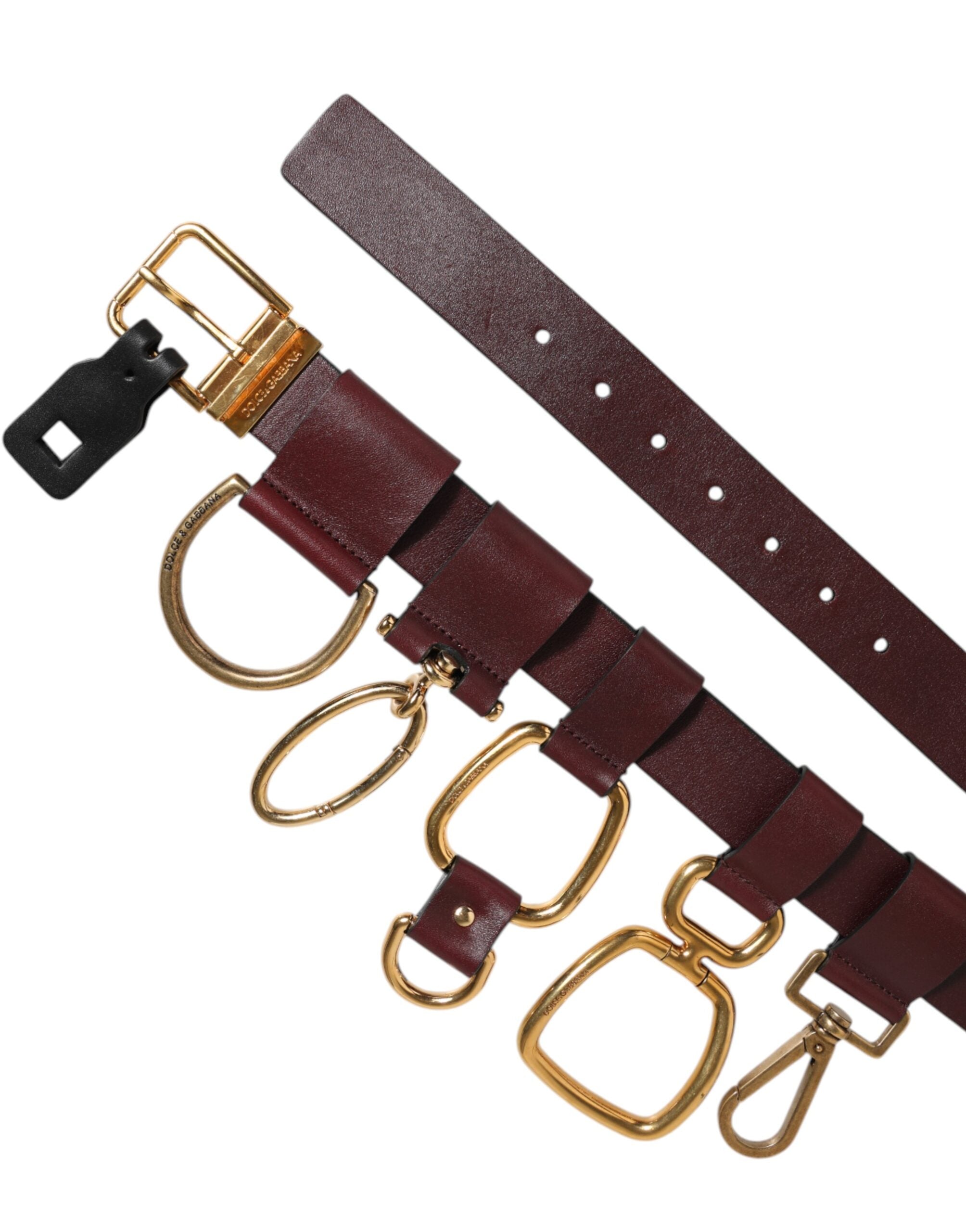 Dolce & Gabbana Brown Key Ring Clip Attachments Buckle Belt Dolce & Gabbana