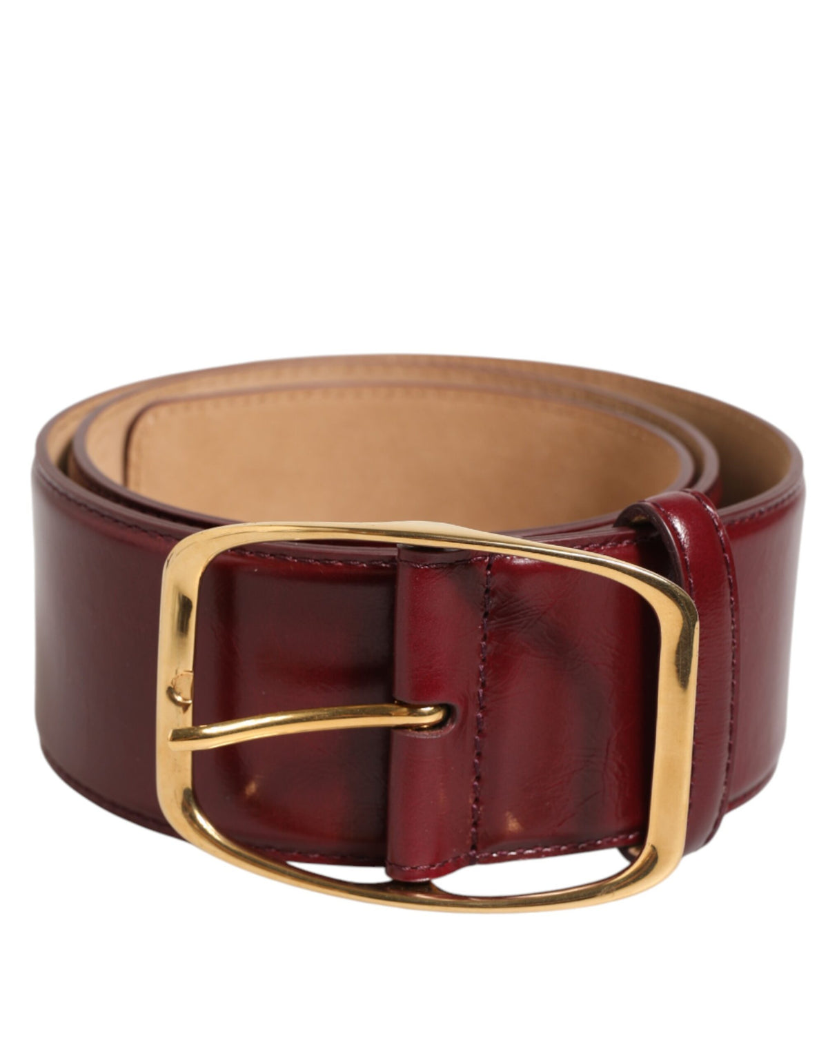 Dolce & Gabbana Burgundy Leather Gold Metal Buckle Women Belt