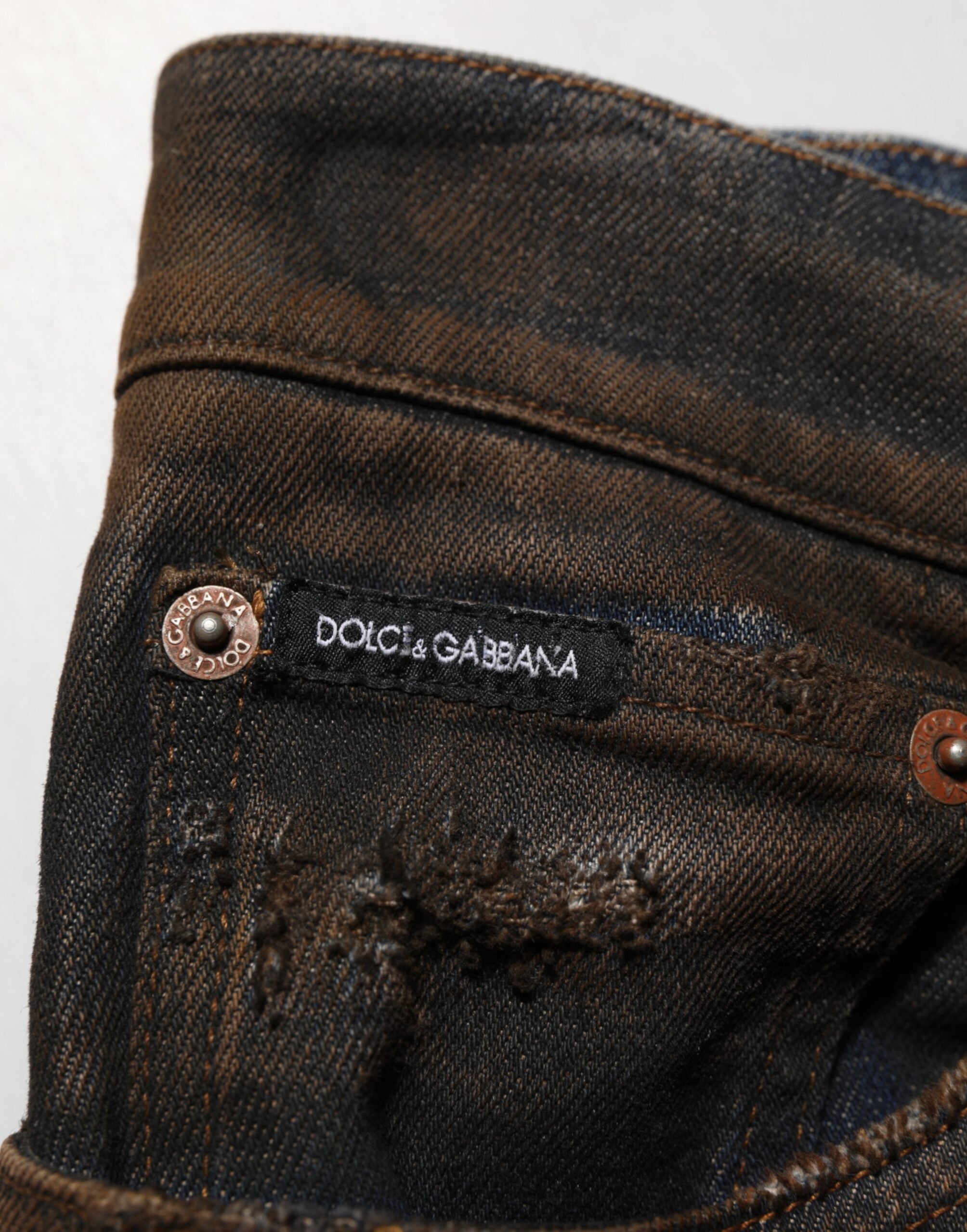 Dolce & Gabbana Black Cotton Skinny Tattered Men Denim Jeans Dolce & Gabbana