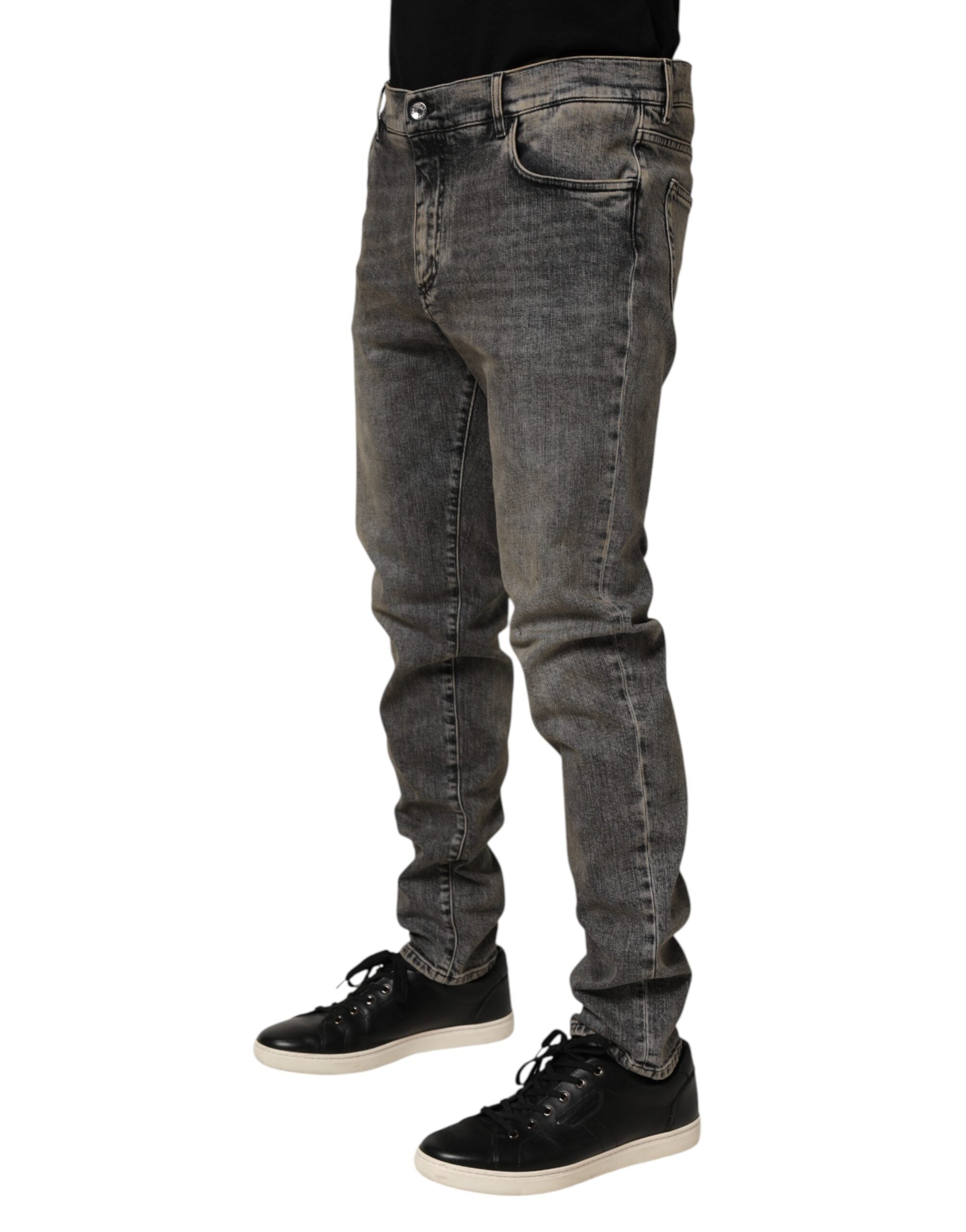 Dolce & Gabbana Gray Cotton Stretch Slim Fit Men Denim Jeans Dolce & Gabbana