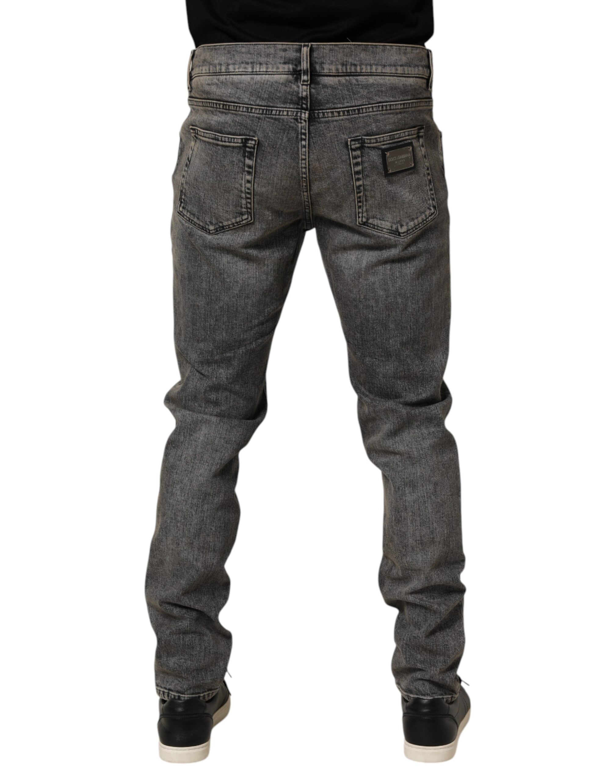 Dolce & Gabbana Gray Cotton Stretch Slim Fit Men Denim Jeans Dolce & Gabbana