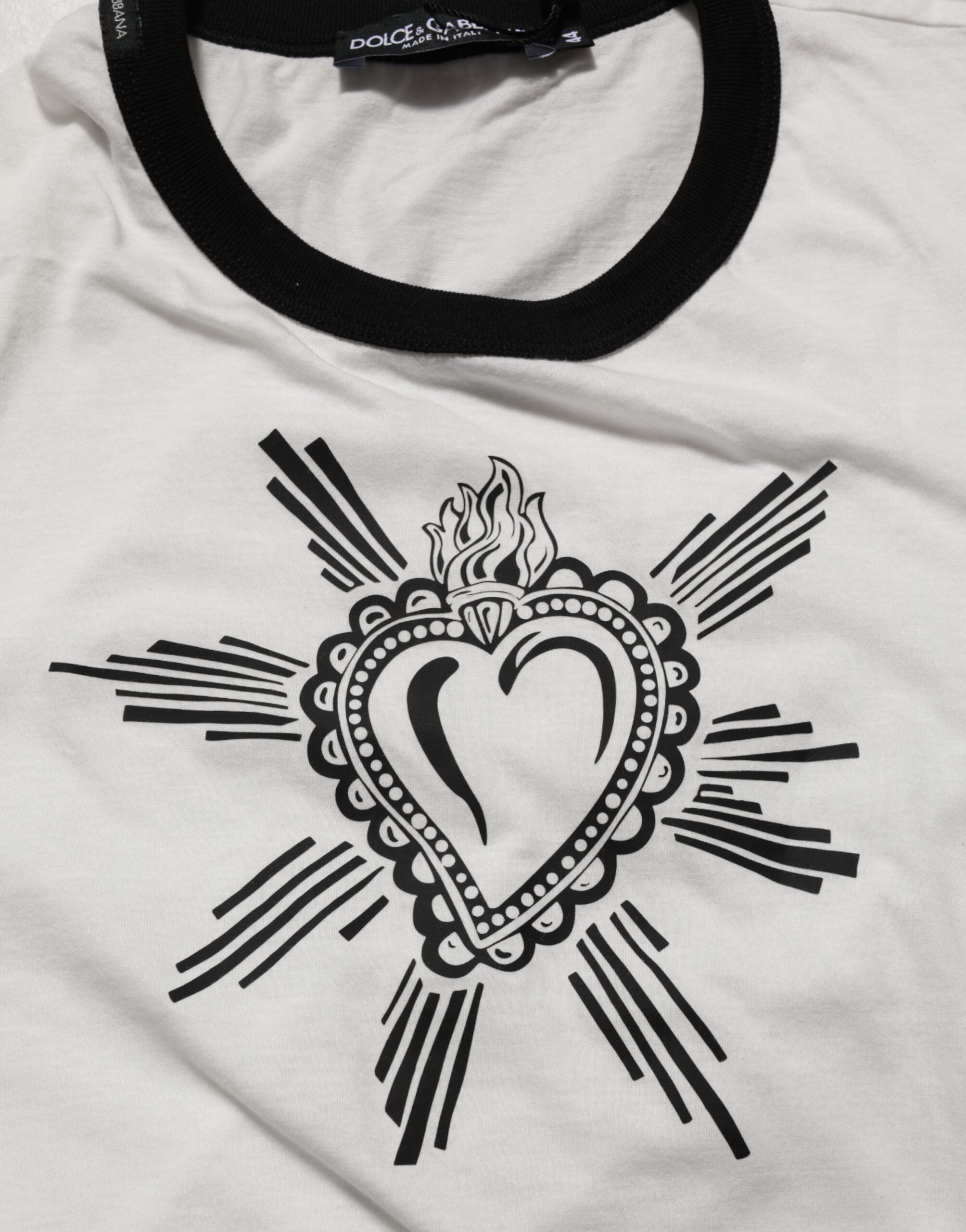 Dolce & Gabbana White Sacred Heart Cotton Crew Neck T-shirt Dolce & Gabbana