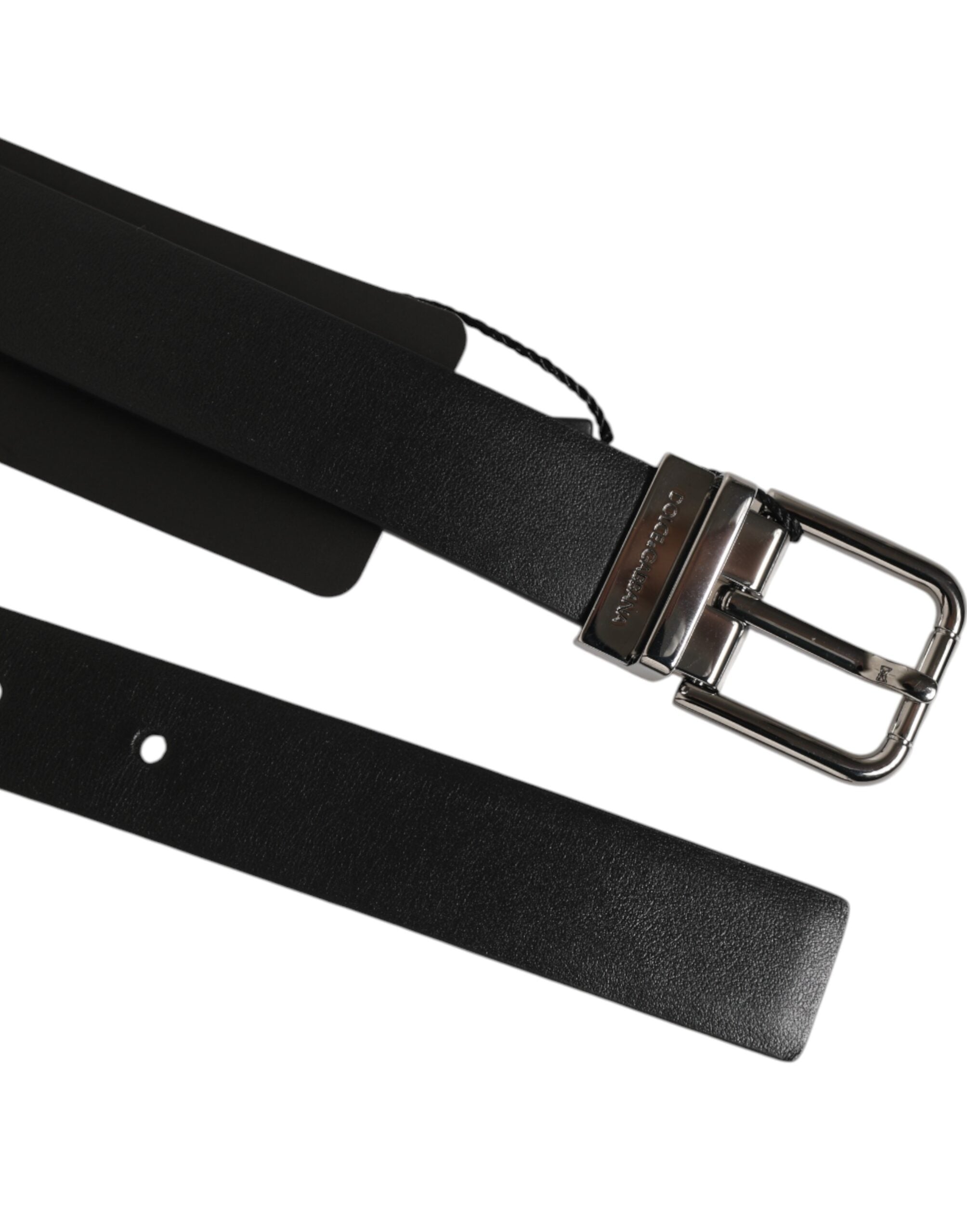 Dolce & Gabbana Black Leather Studded Silver-Tone Buckle Belt Dolce & Gabbana