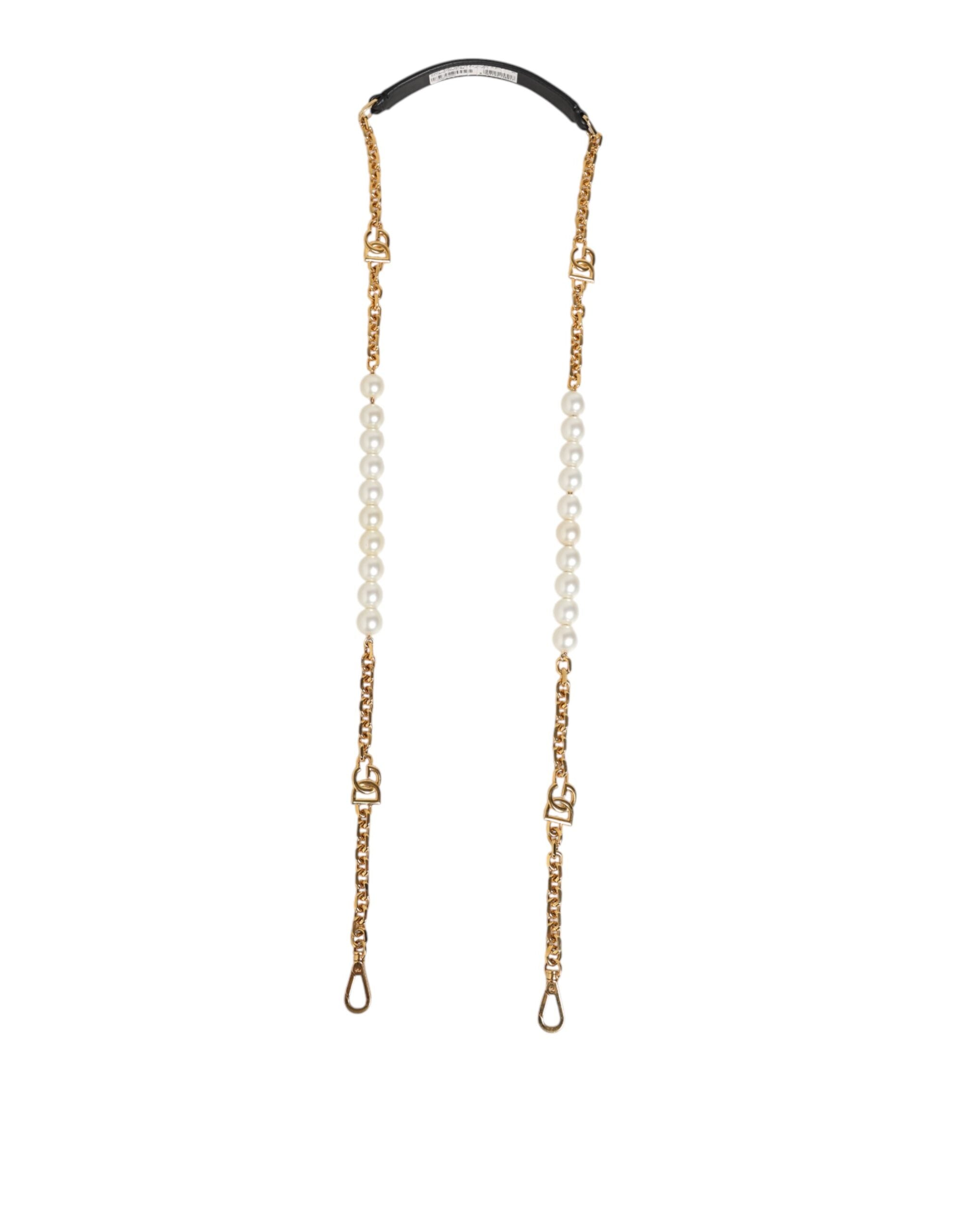 Dolce & Gabbana Black Leather Gold Chain Bag Accessory Shoulder Strap Dolce & Gabbana