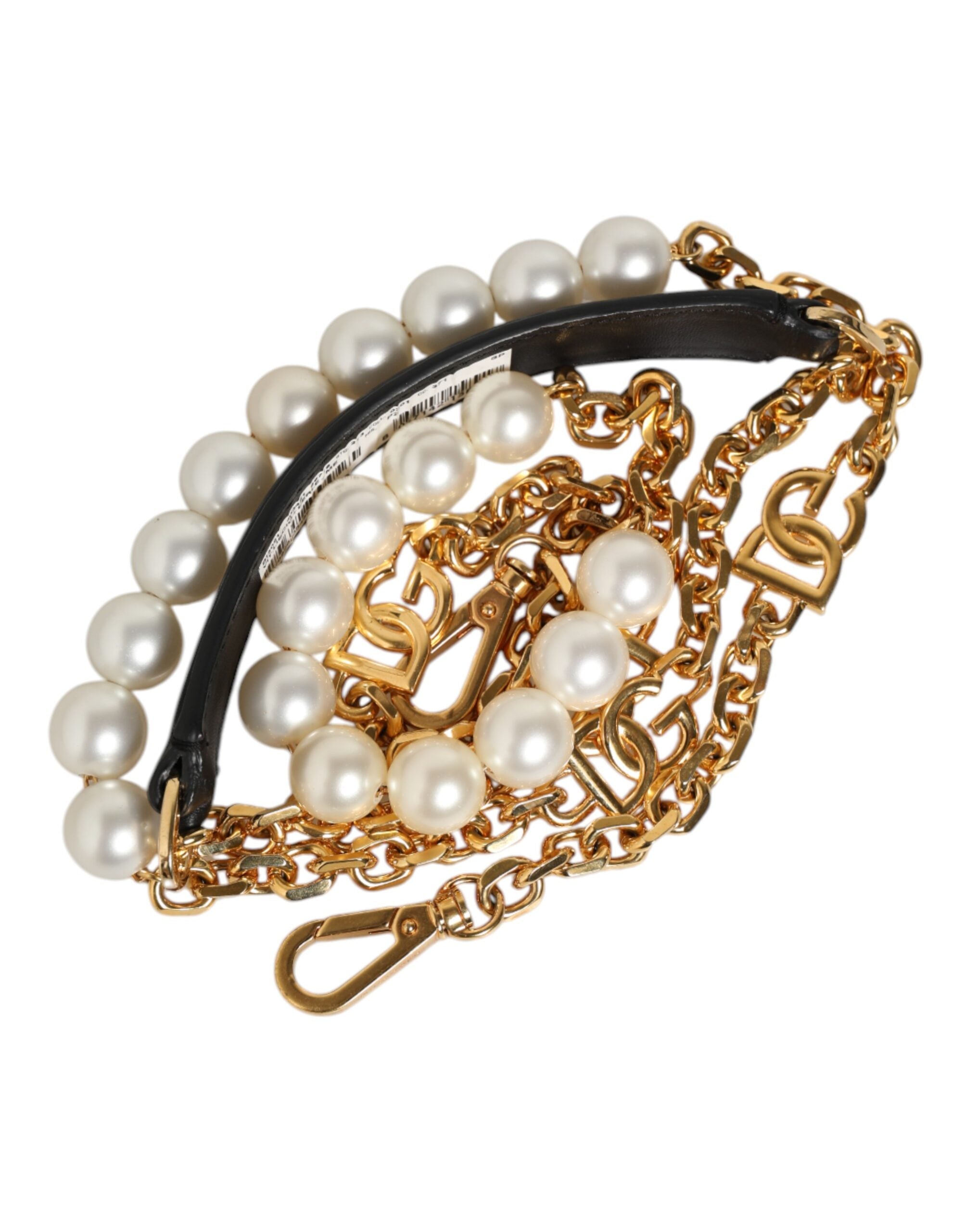 Dolce & Gabbana Black Leather Gold Chain Bag Accessory Shoulder Strap Dolce & Gabbana