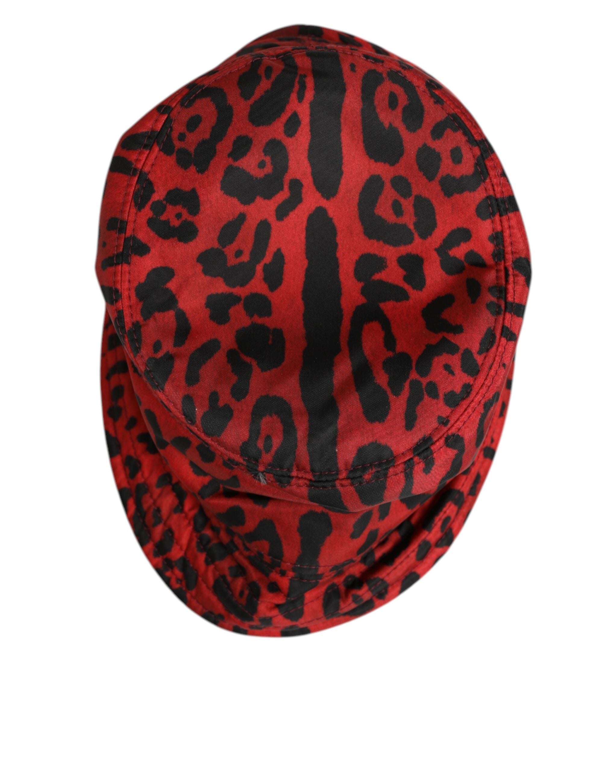 Dolce & Gabbana Red Black Nylon Leopard Print Bucket Men Cap Hat Dolce & Gabbana