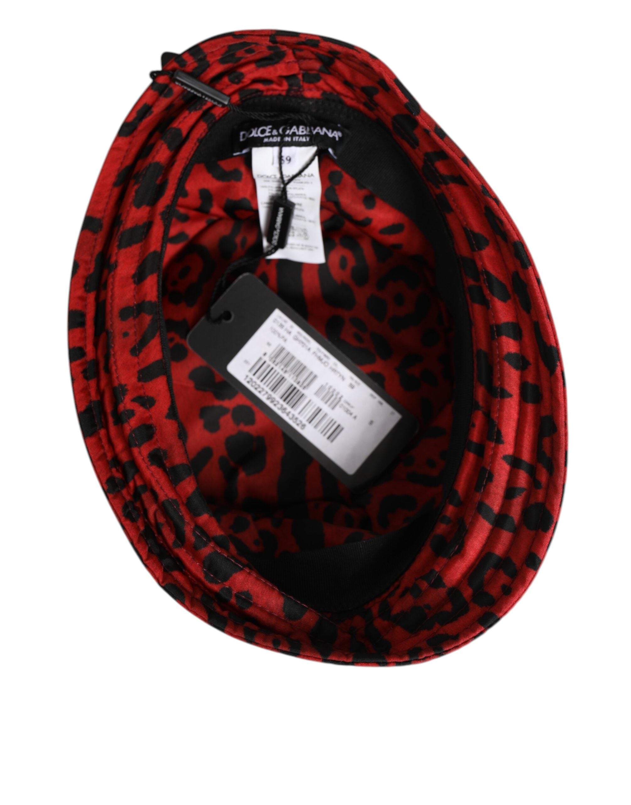 Dolce & Gabbana Red Black Nylon Leopard Print Bucket Men Cap Hat Dolce & Gabbana