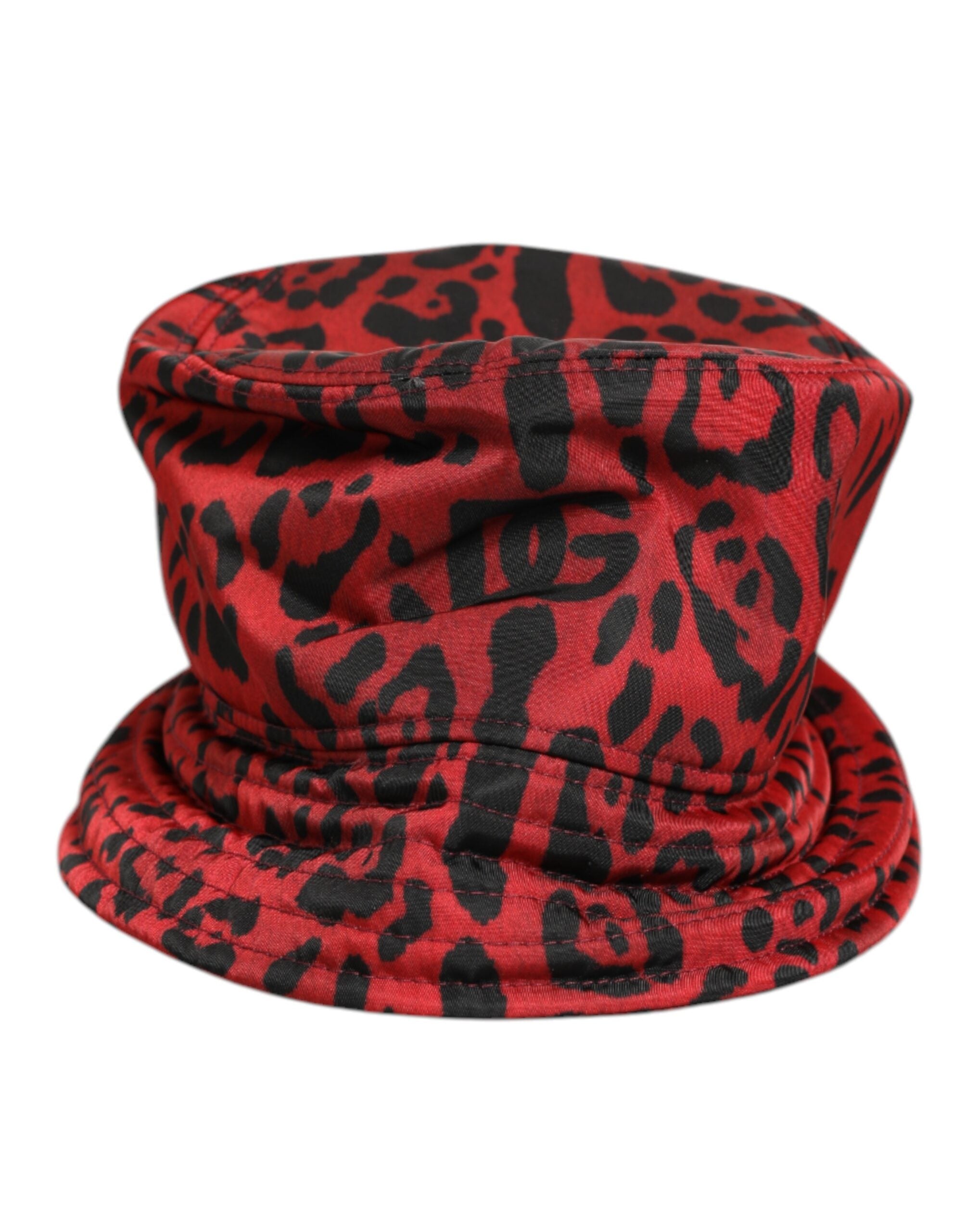 Dolce & Gabbana Red Black Nylon Leopard Print Bucket Men Cap Hat Dolce & Gabbana