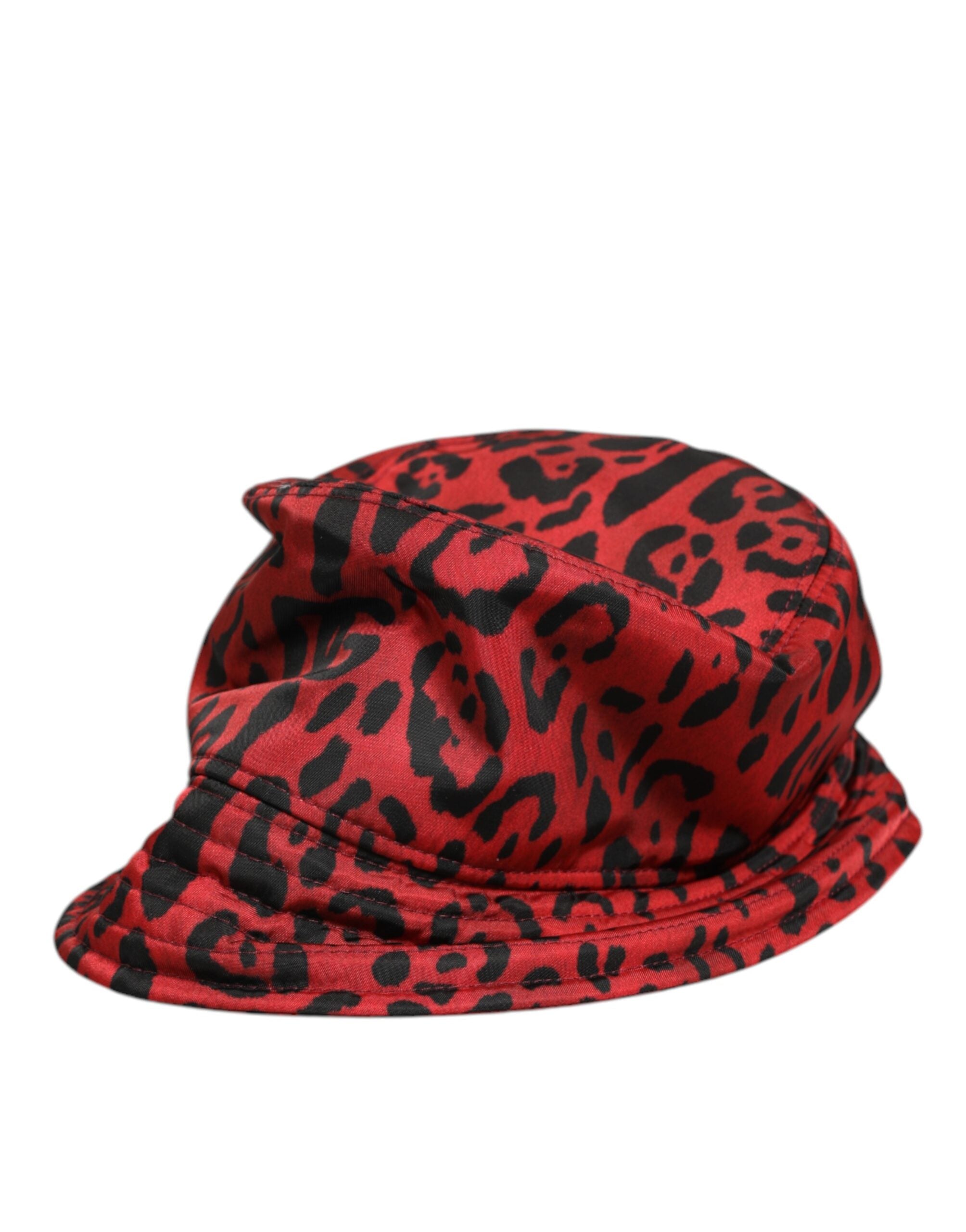 Dolce & Gabbana Red Black Nylon Leopard Print Bucket Men Cap Hat Dolce & Gabbana
